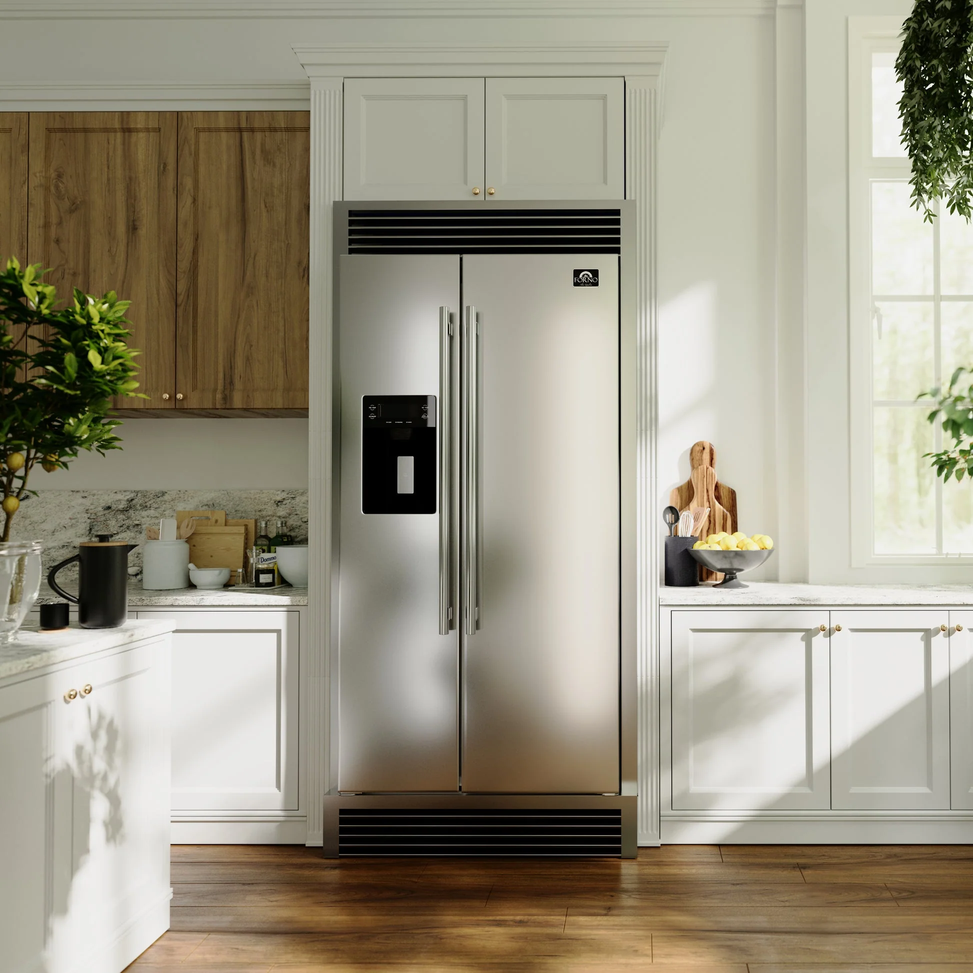 Forno Salerno 40-Inch Built-In Stainless Steel Refrigerator, 20 cu.ft, Decorative Grill - Image 2