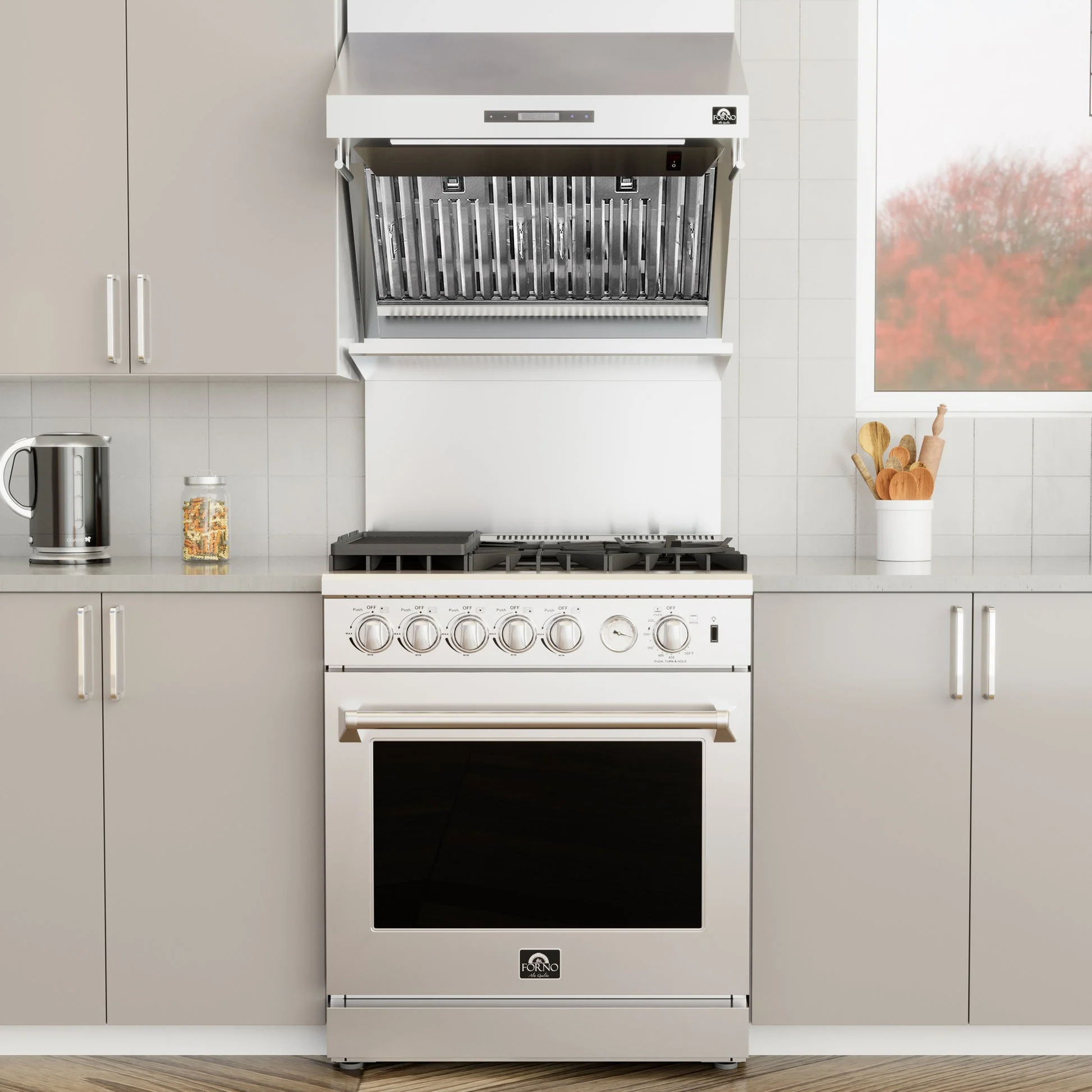 Forno Savona Wall Mount Range Hood, Baffle Filters, Backsplash Included - Image 7
