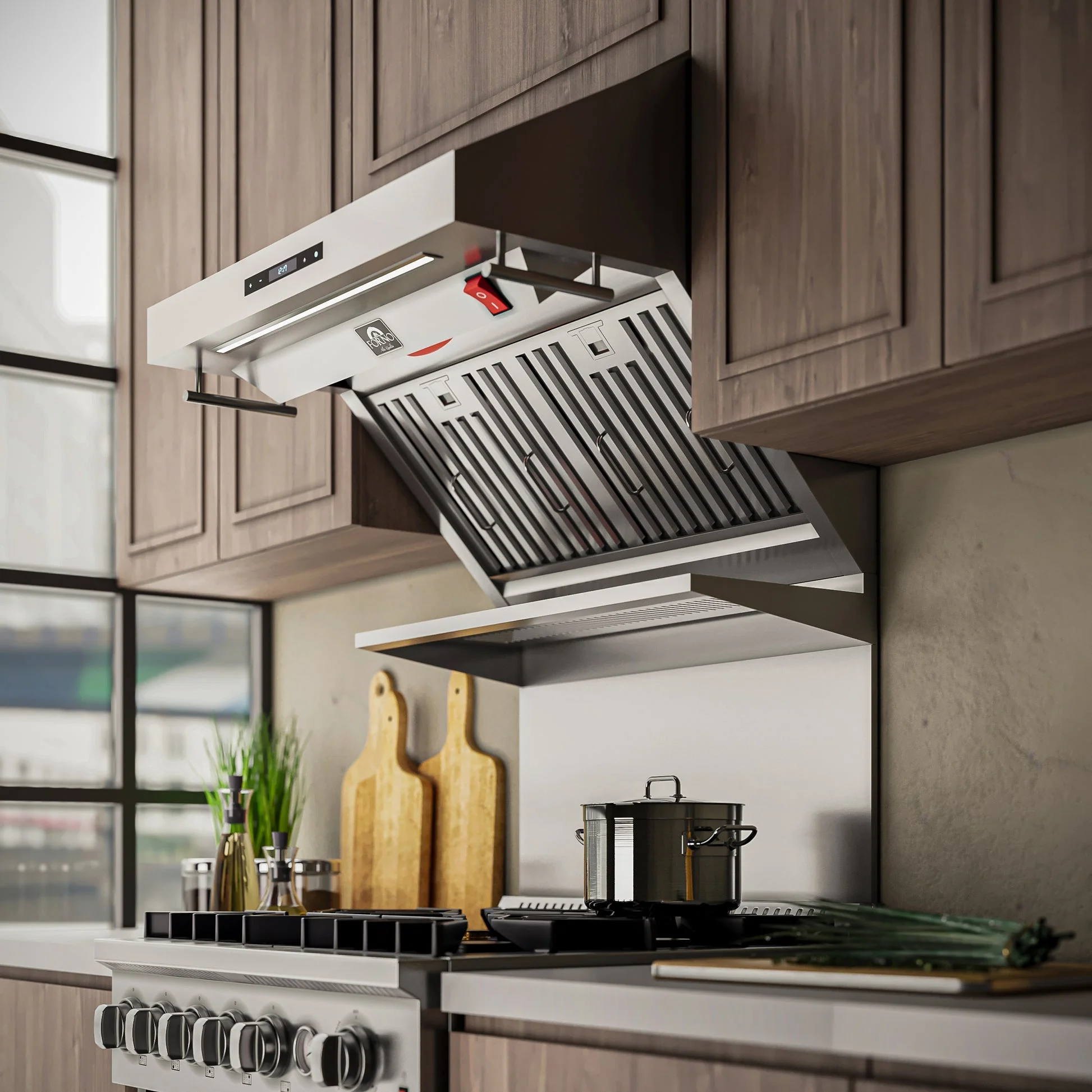 Forno Savona Wall Mount Range Hood, Baffle Filters, Backsplash Included - Image 9