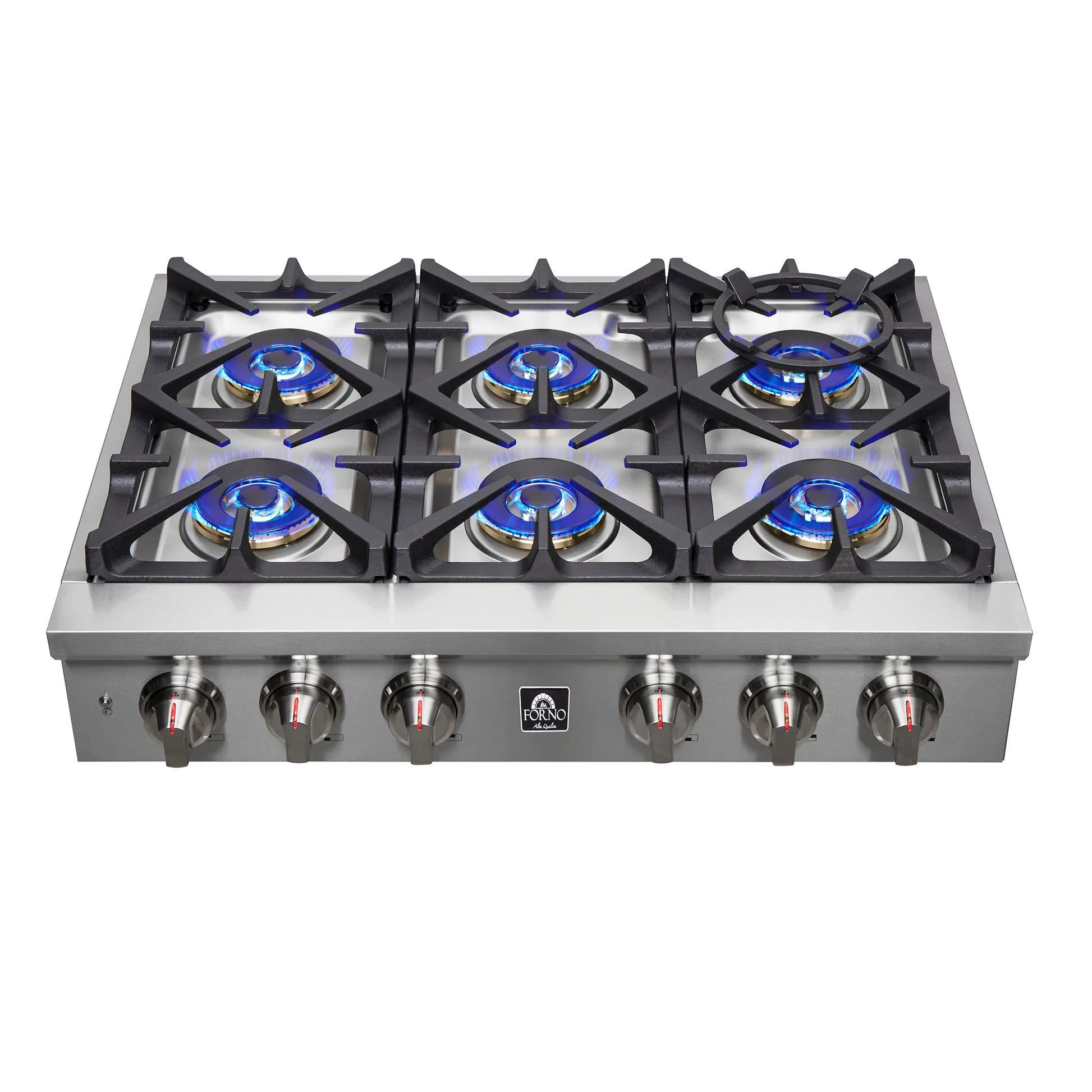 Forno Spezia Alta Qualita Pro-Style Gas Rangetop, Stainless Steel, Continuous Cast Iron Grates - Image 10