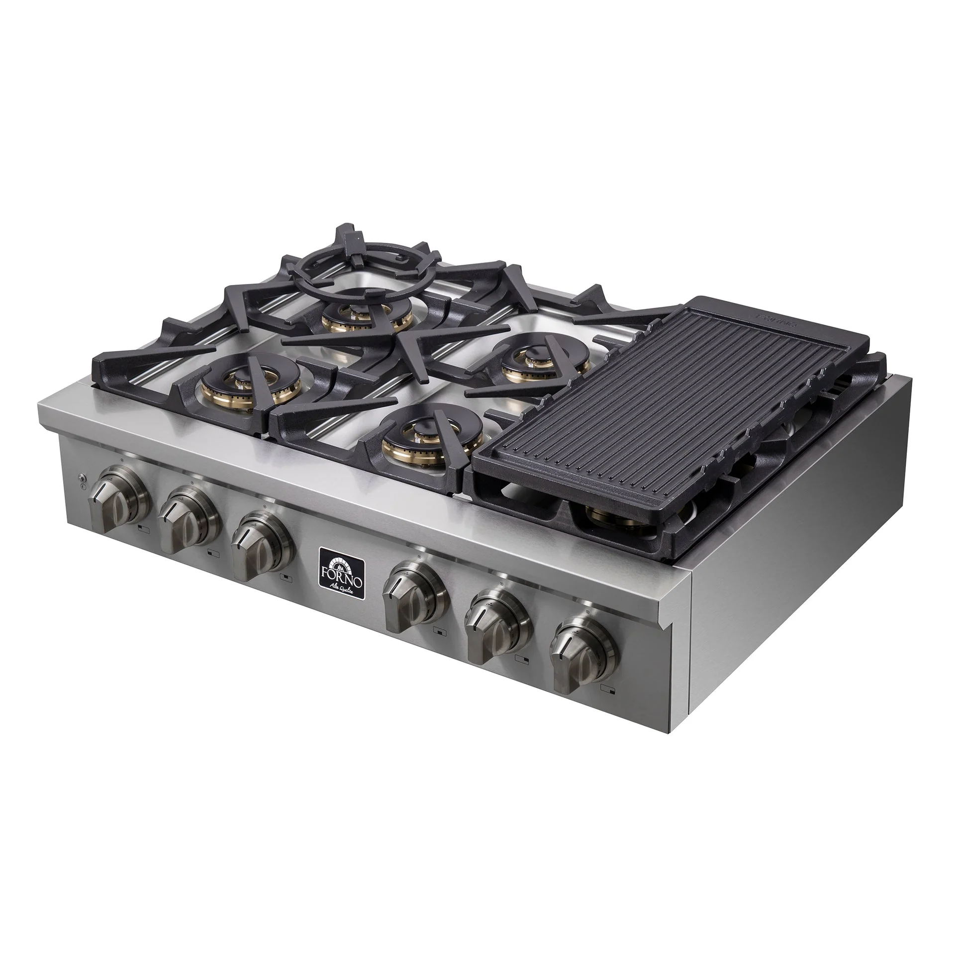 Forno Spezia Alta Qualita Pro-Style Gas Rangetop, Stainless Steel, Continuous Cast Iron Grates - Image 11