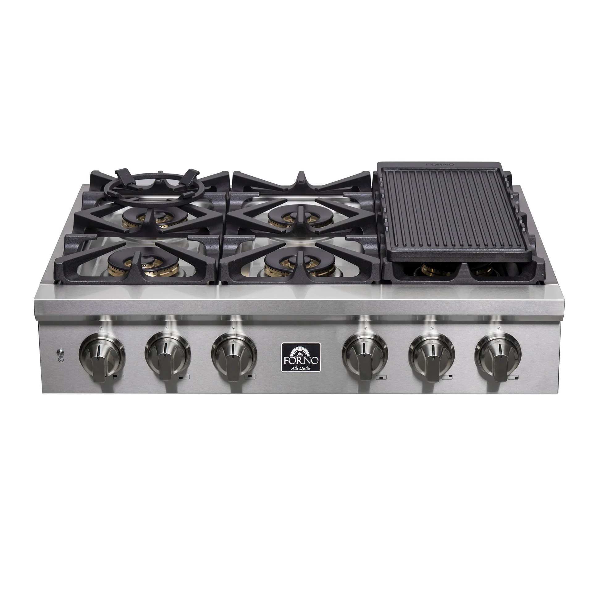 Forno Spezia Alta Qualita Pro-Style Gas Rangetop, Stainless Steel, Continuous Cast Iron Grates - Image 17