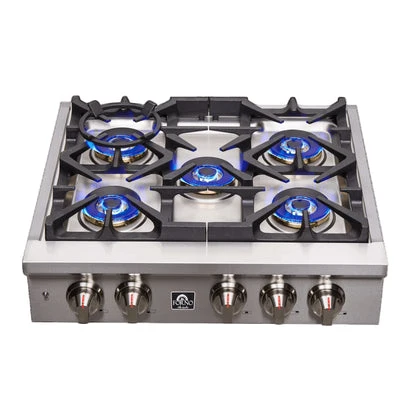 Forno Spezia Alta Qualita Pro-Style Gas Rangetop, Stainless Steel, Continuous Cast Iron Grates - Image 2