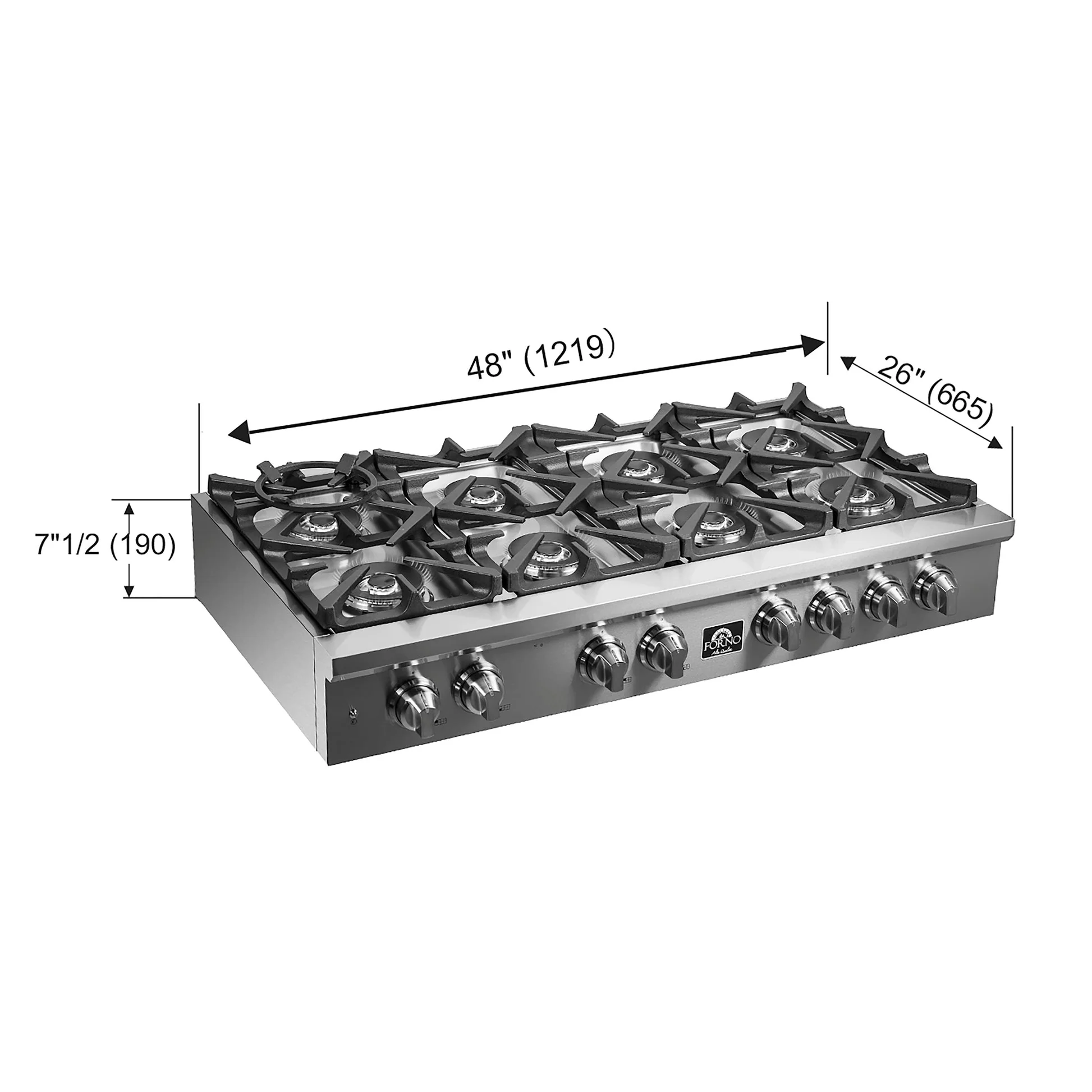 Forno Spezia Alta Qualita Pro-Style Gas Rangetop, Stainless Steel, Continuous Cast Iron Grates - Image 29