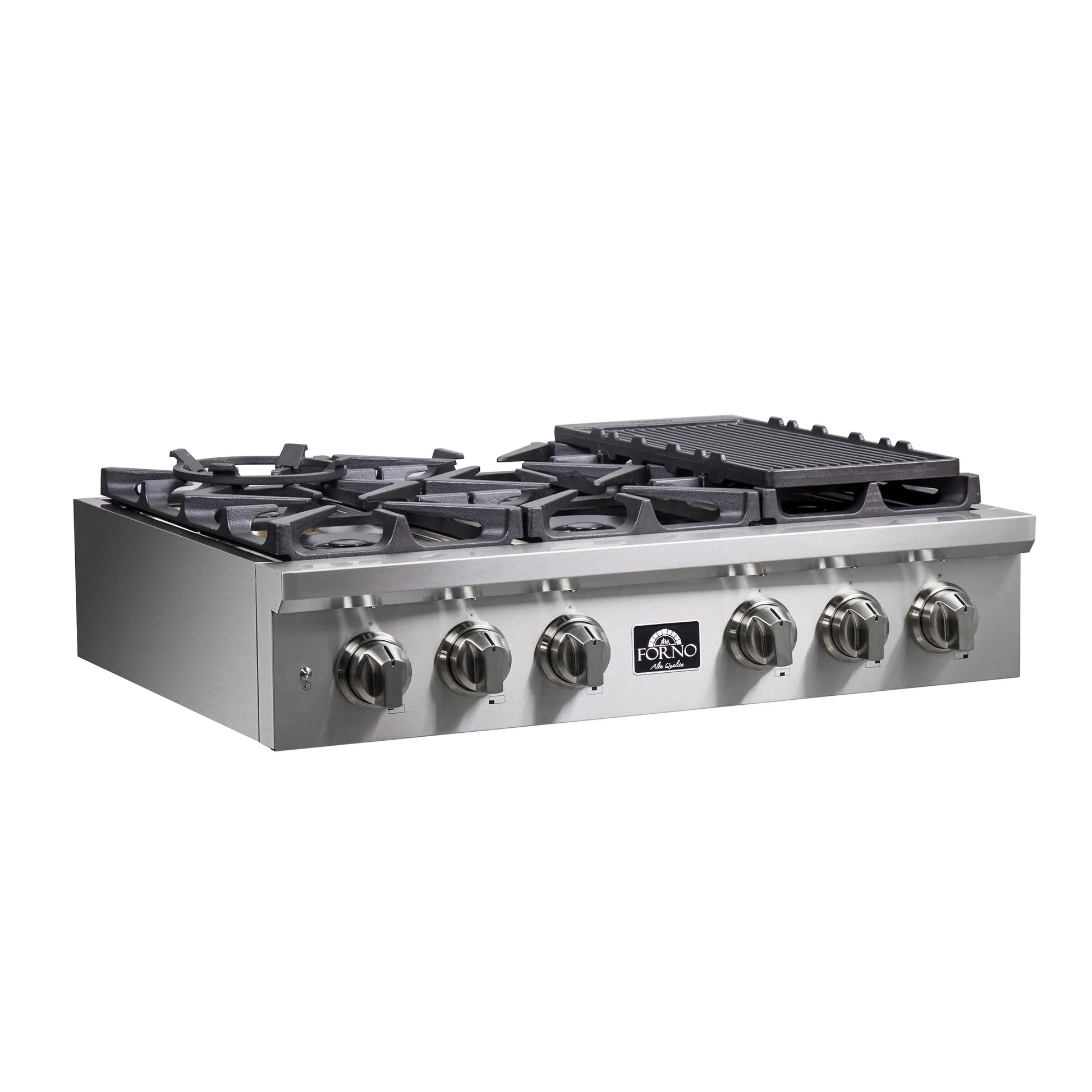 Forno Spezia Alta Qualita Pro-Style Gas Rangetop, Stainless Steel, Continuous Cast Iron Grates - Image 9