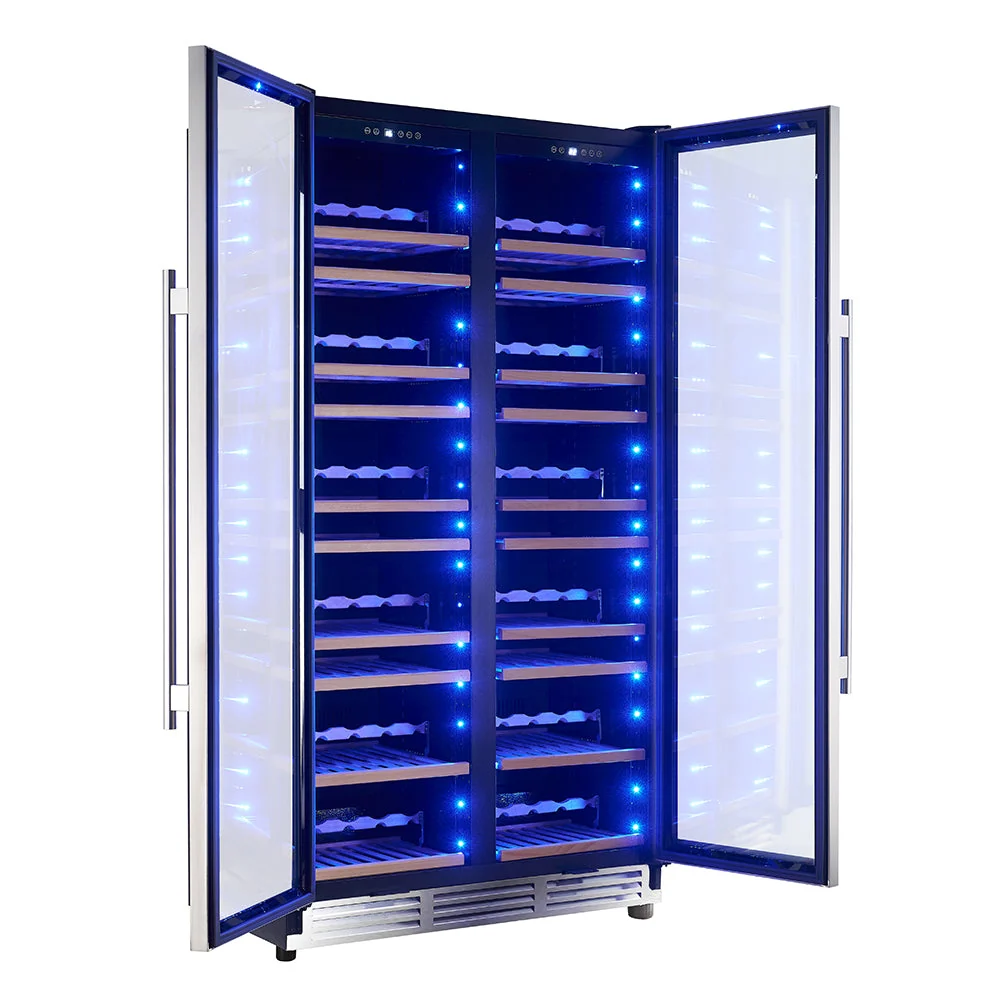 Forno Vernazza 40-Inch Side-by-Side Dual Zone Wine Cellar, 25.07 cu.ft Capacity, Stainless Steel, Temperature Control, UV-Protected Glass Door, Wooden Shelves - Image 3