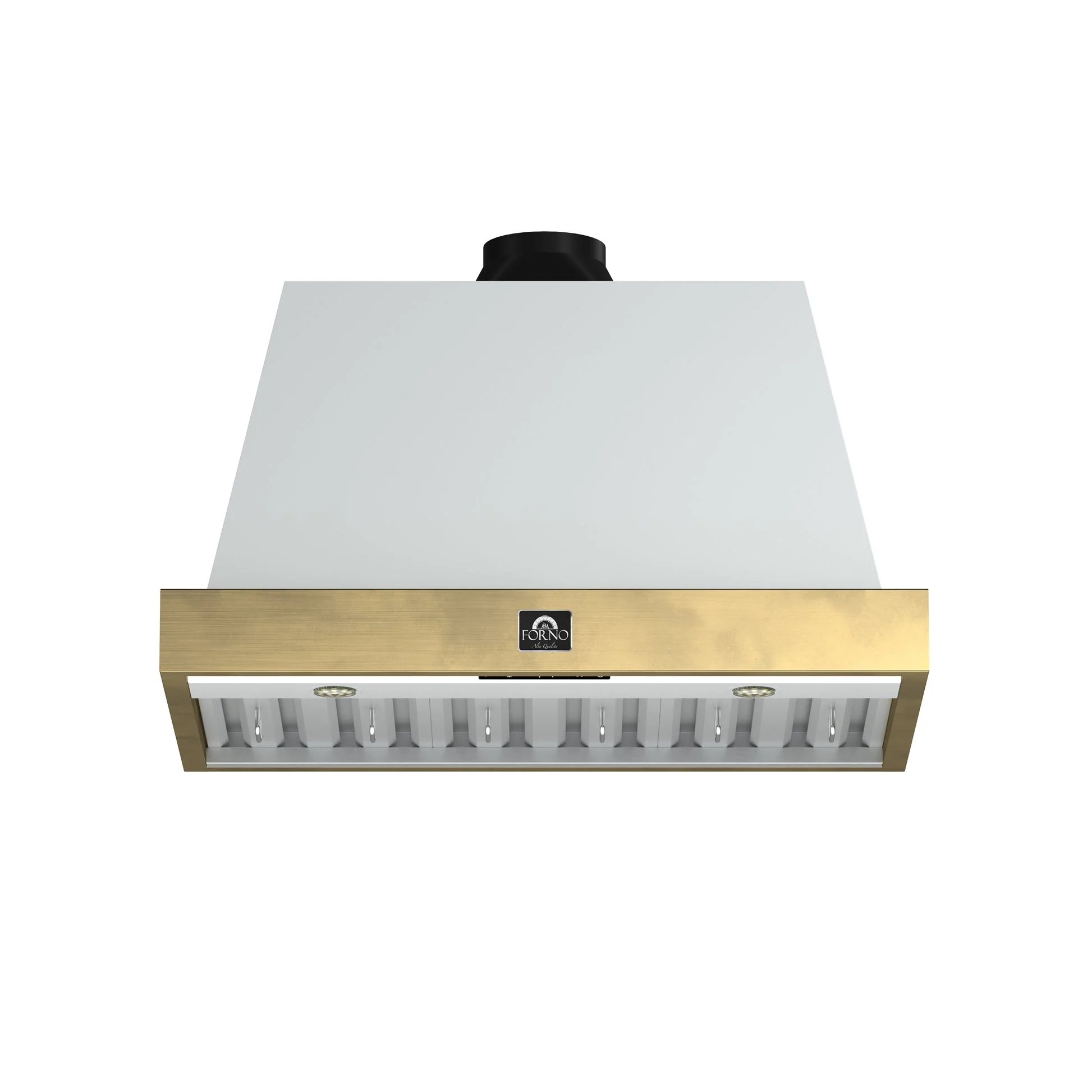 Forno Vittorio 36-Inch Wall Mount Range Hood, Antique Brass Trim, 424 CFM Airflow, Dishwasher-Safe Baffle Filters, Remote Control, 3-Speed Fan, Bright LED Lighting. - Image 2