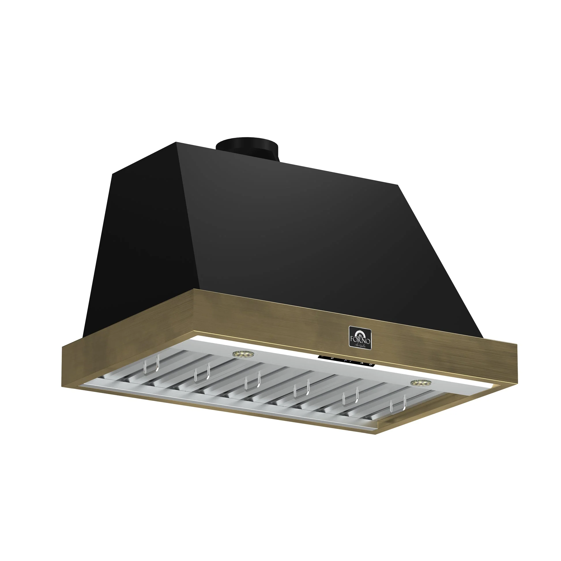 Forno Vittorio 36-Inch Wall Mount Range Hood, Antique Brass Trim, 424 CFM Airflow, Dishwasher-Safe Baffle Filters, Remote Control, 3-Speed Fan, Bright LED Lighting. - Image 4