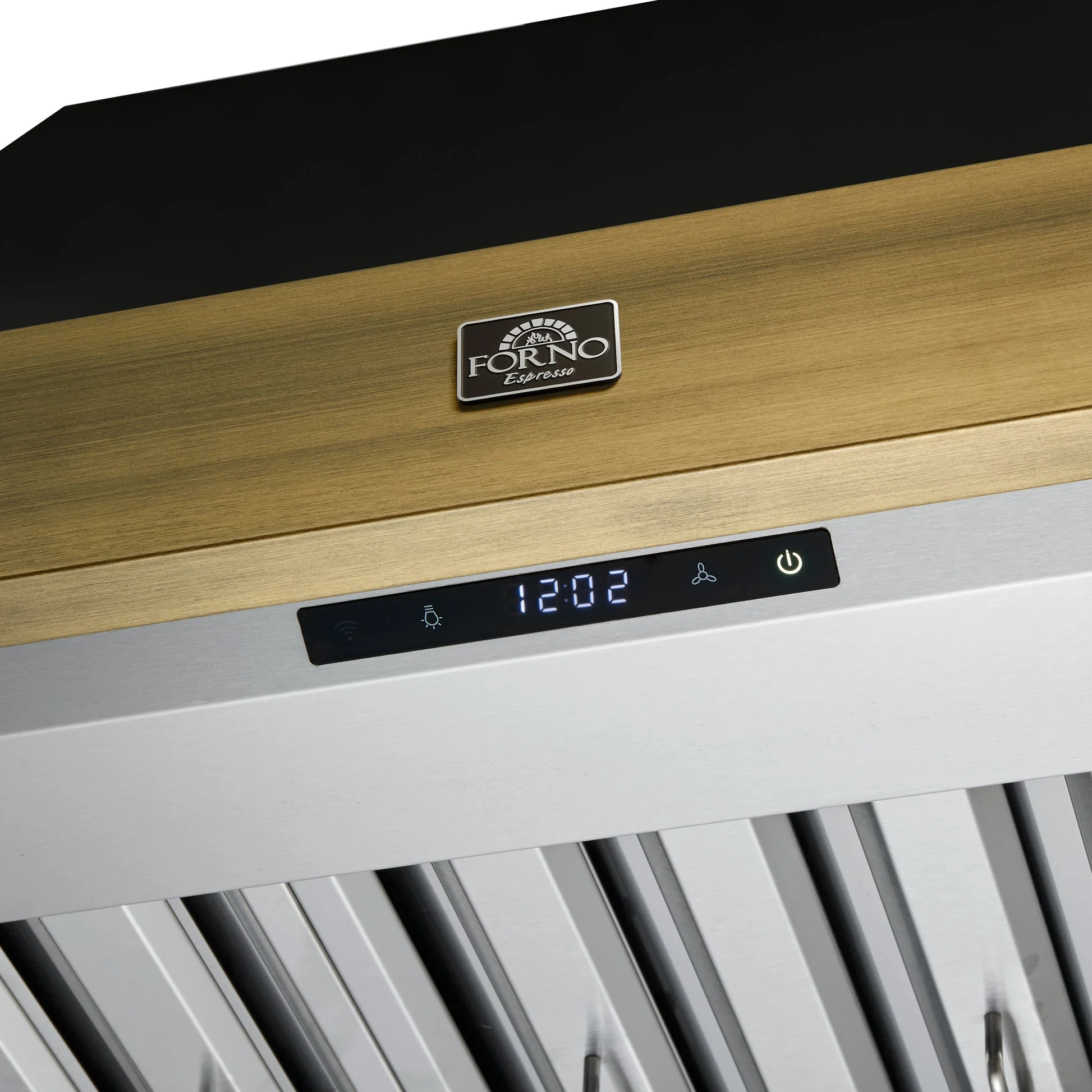 Forno Vittorio 36-Inch Wall Mount Range Hood, Antique Brass Trim, 424 CFM Airflow, Dishwasher-Safe Baffle Filters, Remote Control, 3-Speed Fan, Bright LED Lighting. - Image 9