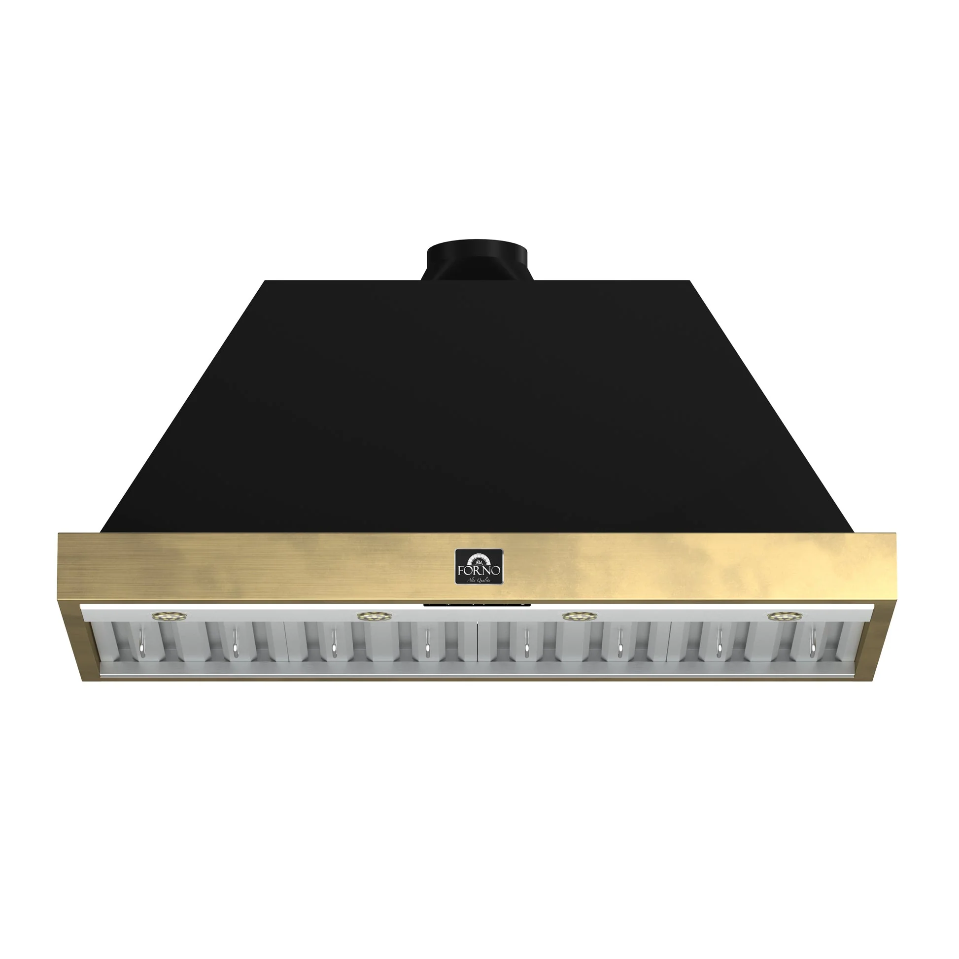 Forno Vittorio 48" Wall Mount Range Hood – Antique Brass Trim, 424 CFM, Remote Control, LED Lighting & Dishwasher-Safe Filters - Image 2