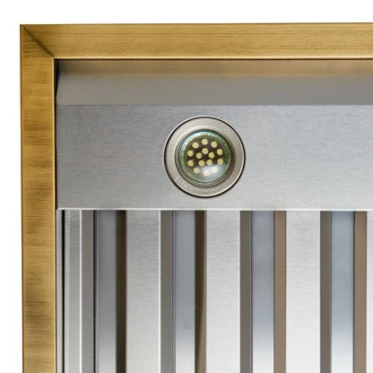 Forno Vittorio 48" Wall Mount Range Hood – Antique Brass Trim, 424 CFM, Remote Control, LED Lighting & Dishwasher-Safe Filters - Image 23
