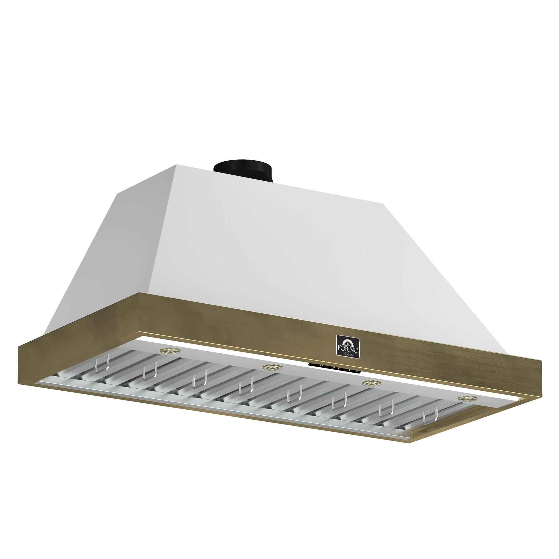 Forno Vittorio 48" Wall Mount Range Hood – Antique Brass Trim, 424 CFM, Remote Control, LED Lighting & Dishwasher-Safe Filters - Image 5