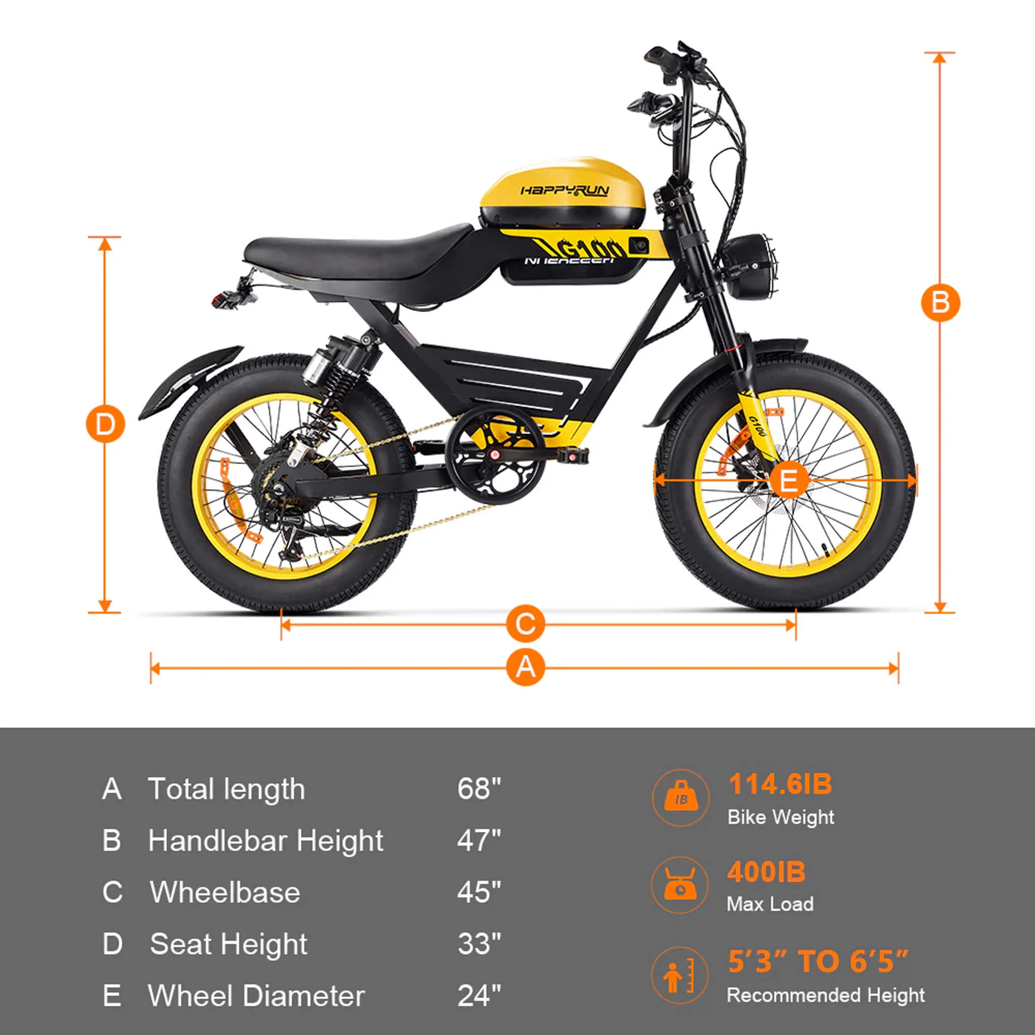 HappyRun G100 (G100 Pro) Long Distance Electric Fat Tire Bike Motorcycle (SAK95715) - Image 27