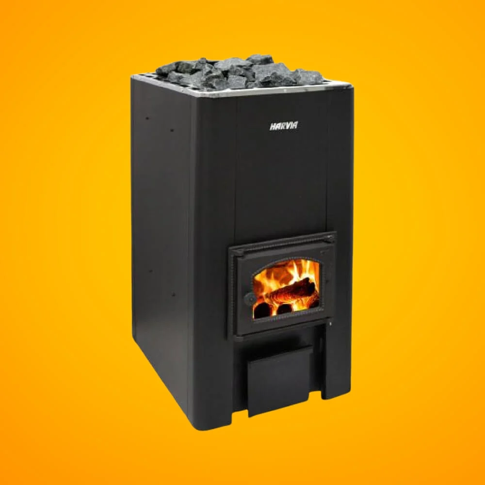 Harvia 50 Black Floor Mount Wood-Burning Sauna Stove With Sauna Stones, 40KW [WK500] (SAK73164) - Image 5
