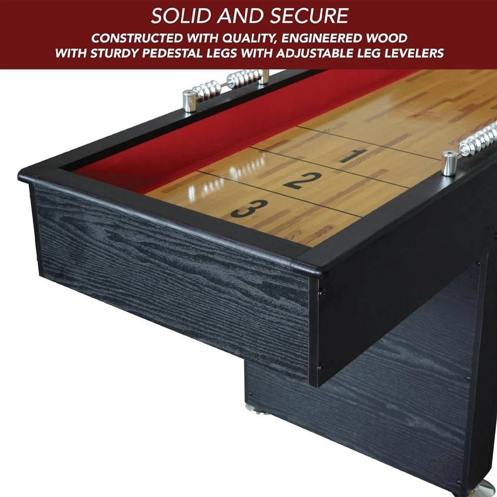 Hathaway Avenger Shuffleboard With Padded Gutters, Leg Levelers, 8 Pucks And Wax, 9FT (91524637) - Image 6