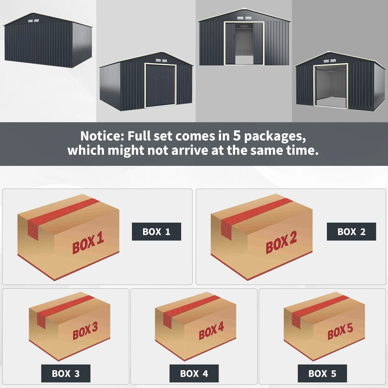 Heavy Duty Outdoor Metal Garden Tool Shed W/ Lockable Sliding Doors, 11' x 10' (95081295) - Image 9