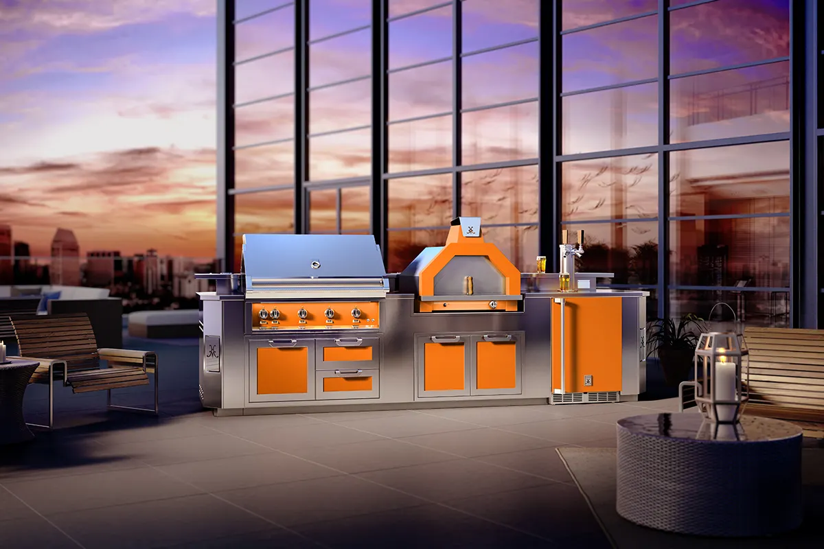 Hestan 12"Foot, With Grill, Outdoor Living Suite with Campania Pizza Oven™ with Beer Dispenser and Bar (SS Countertop) - GESDBC12 - Image 2