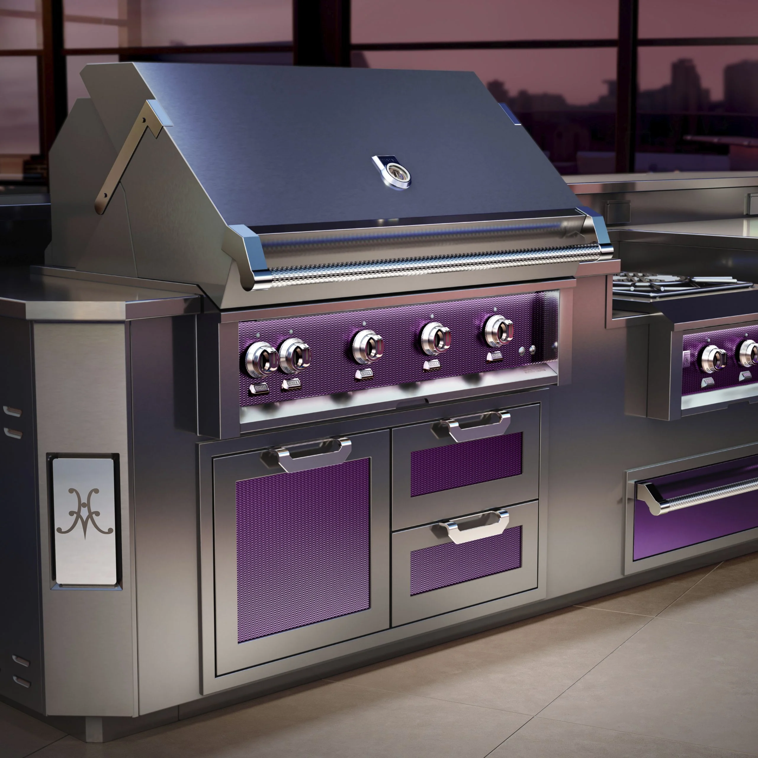 Hestan 12"Foot, With Grill, Outdoor Living Suite with Power Burner, Beer Dispenser and Bar (SS Countertop) - GESDBP12 - Image 4