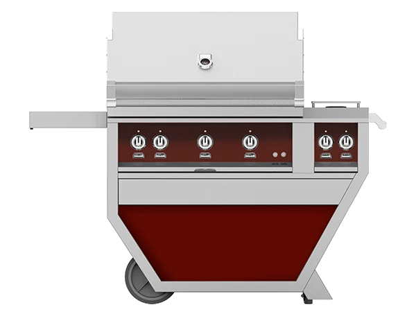 Hestan 36" Outdoor Built-In Grill with Deluxe Cart, 3-Trellis Burners, Double Side Burner & Rotisserie Kit - GABR36CX2 - Image 4