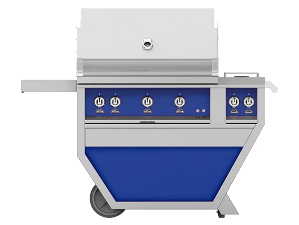 Hestan 36" Outdoor Built-In Grill with Deluxe Cart, 3-Trellis Burners, Double Side Burner & Rotisserie Kit - GABR36CX2 - Image 9