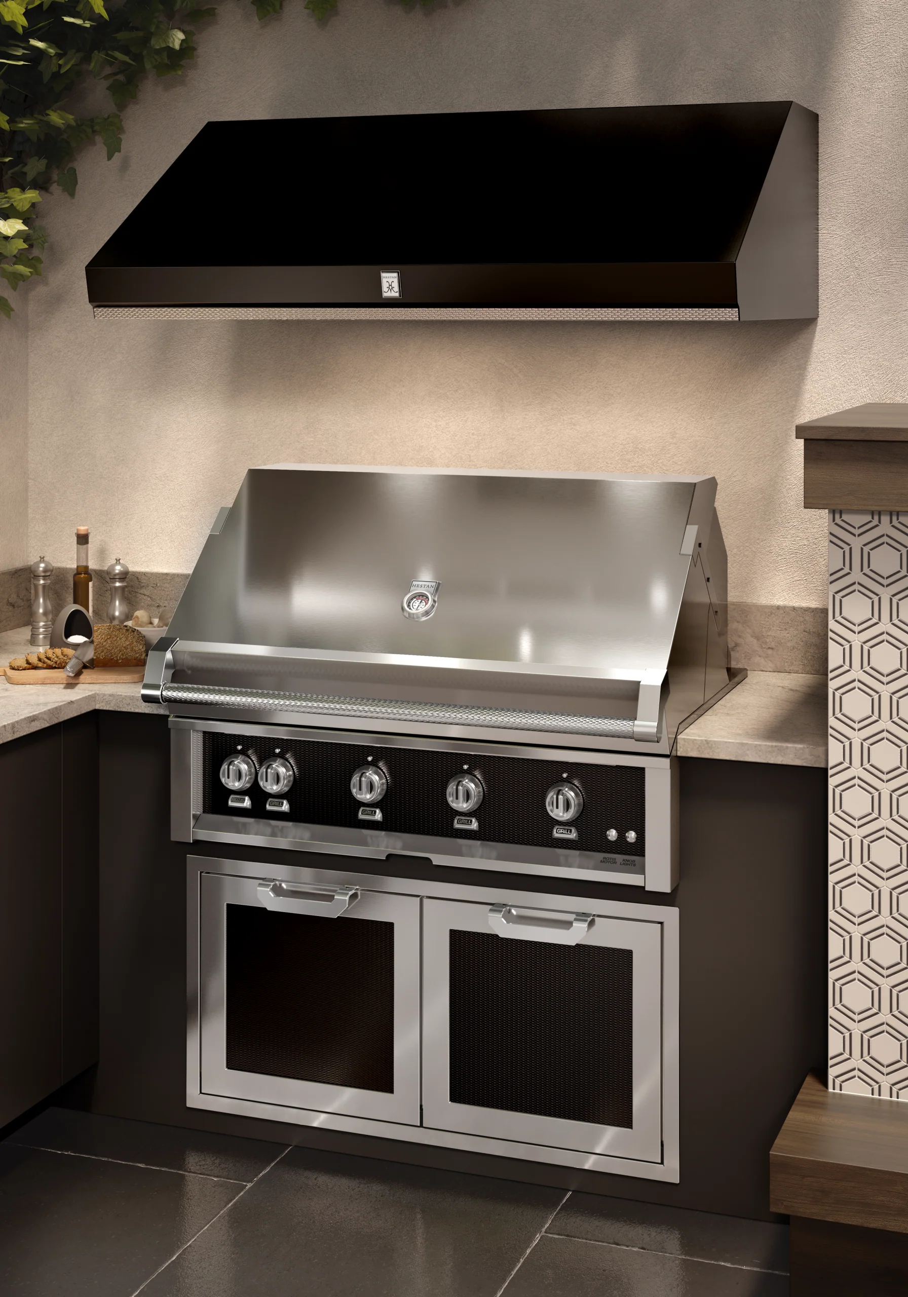 Hestan 42" Outdoor Built-In Grill with 3 Trellis Burner, 1 Sear Burner & Rotisserie Kit - GMBR42 - Image 14