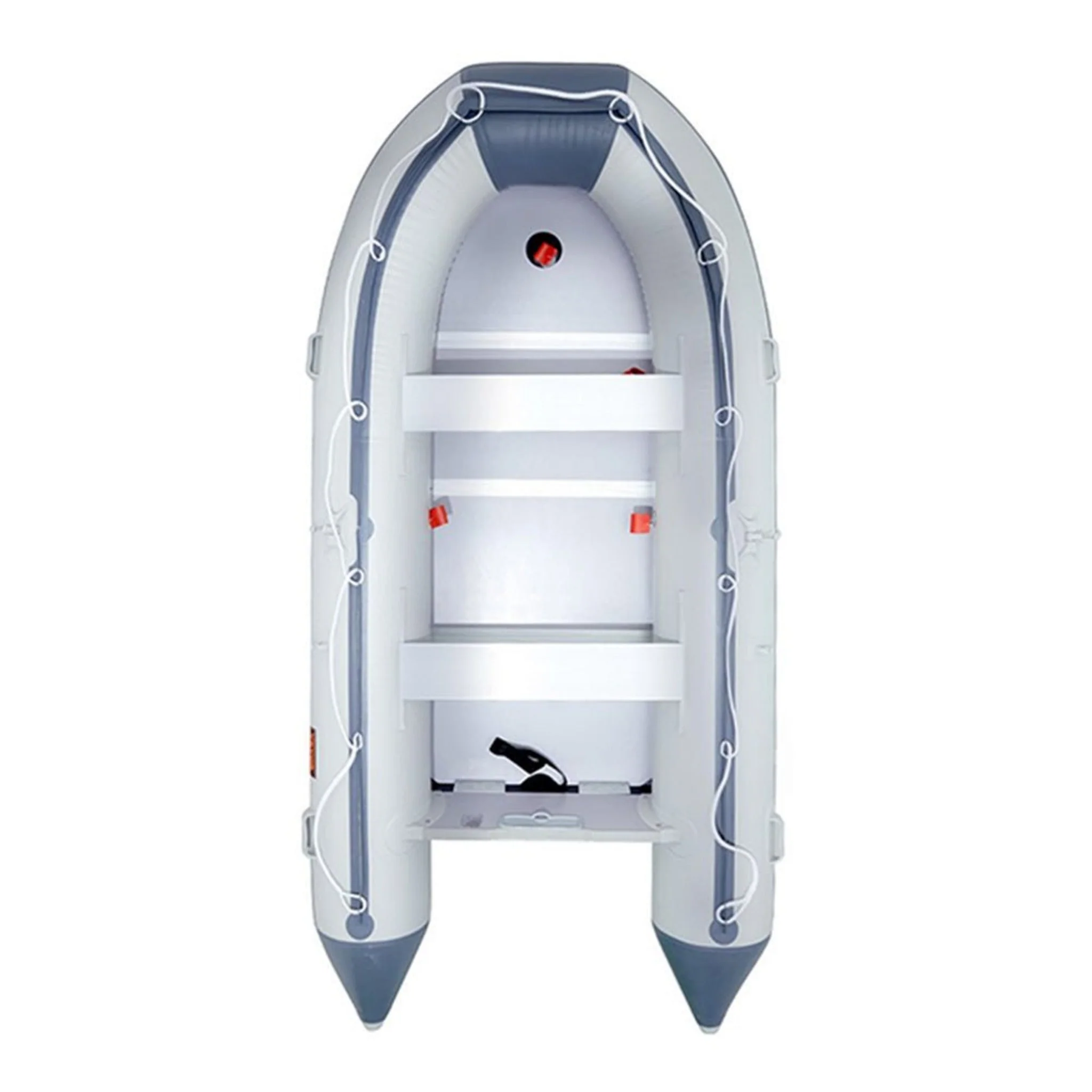 Inflatable 6-Person Emergency Dinghy Fishing Boat With Wood Floor And Aluminum Benches, 12FT