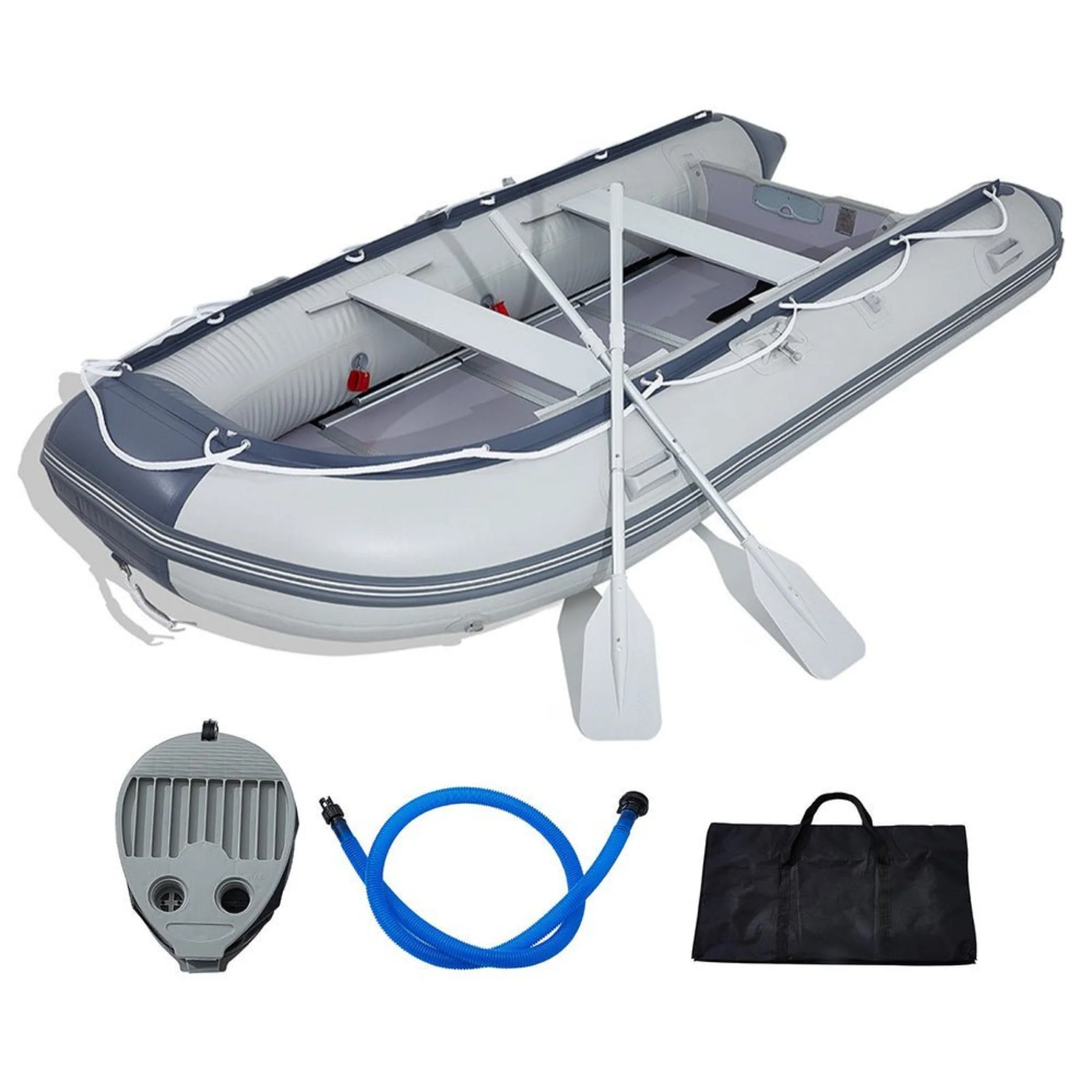 Inflatable 6-Person Emergency Dinghy Fishing Boat With Wood Floor And Aluminum Benches, 12FT - Image 12