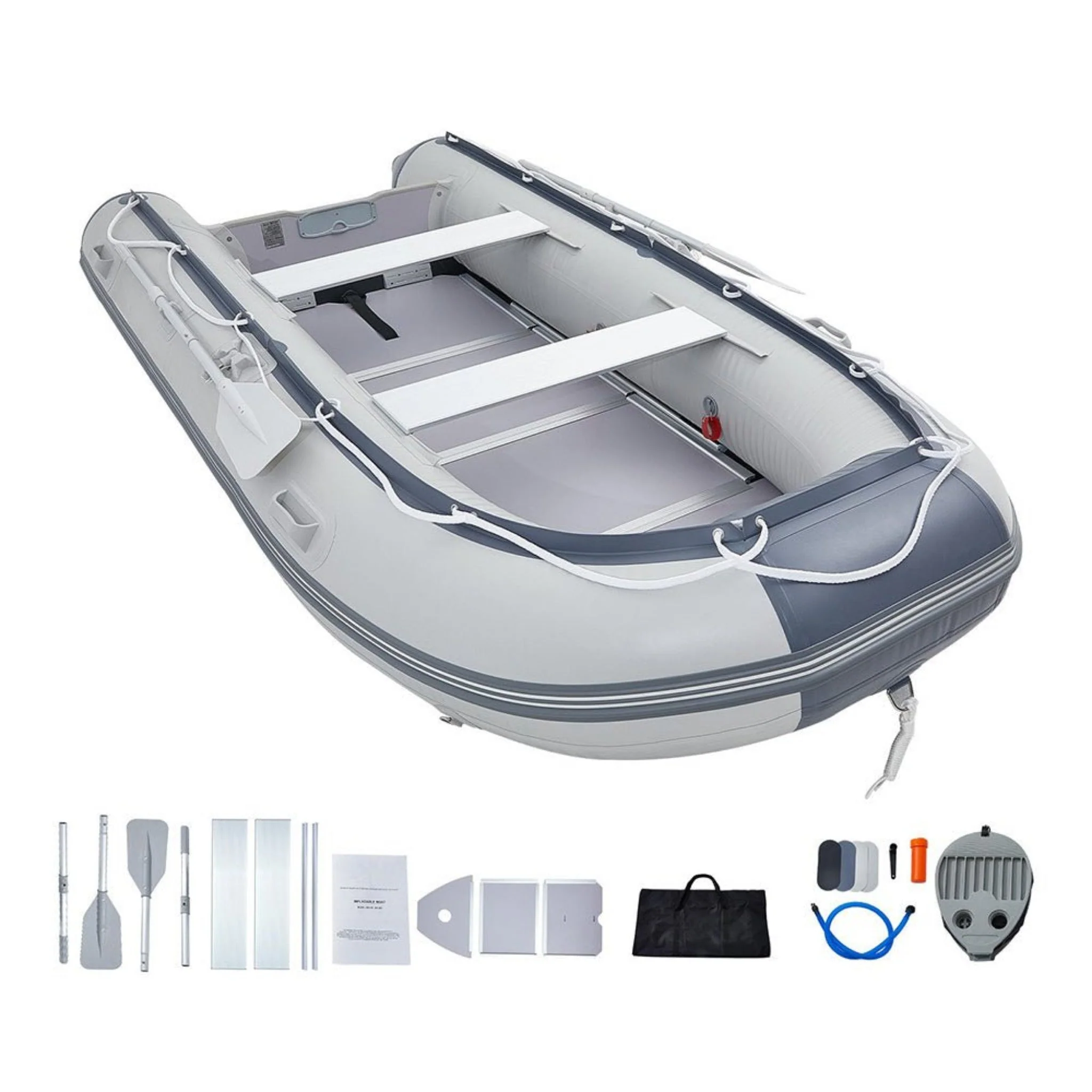 Inflatable 6-Person Emergency Dinghy Fishing Boat With Wood Floor And Aluminum Benches, 12FT - Image 15