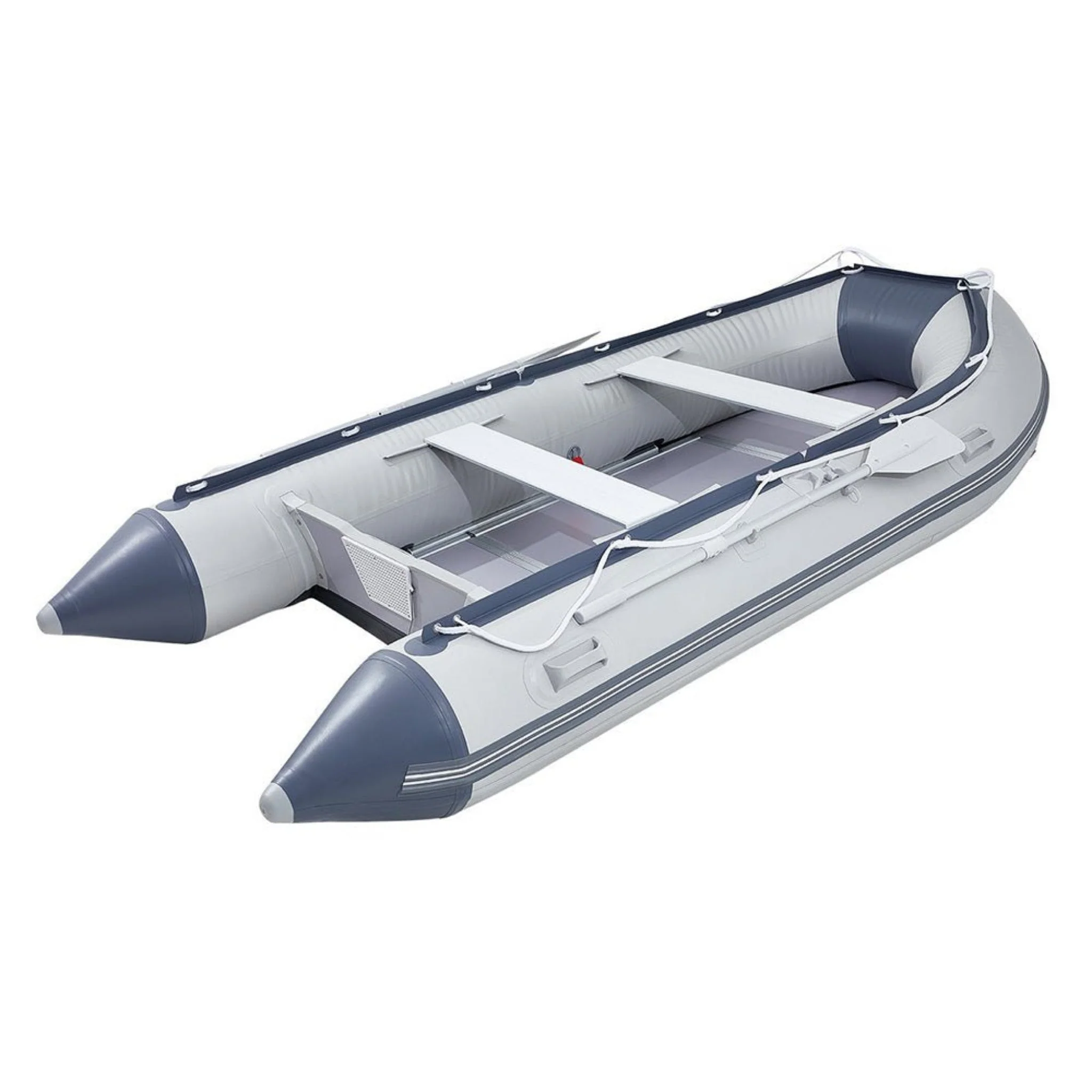 Inflatable 6-Person Emergency Dinghy Fishing Boat With Wood Floor And Aluminum Benches, 12FT - Image 6