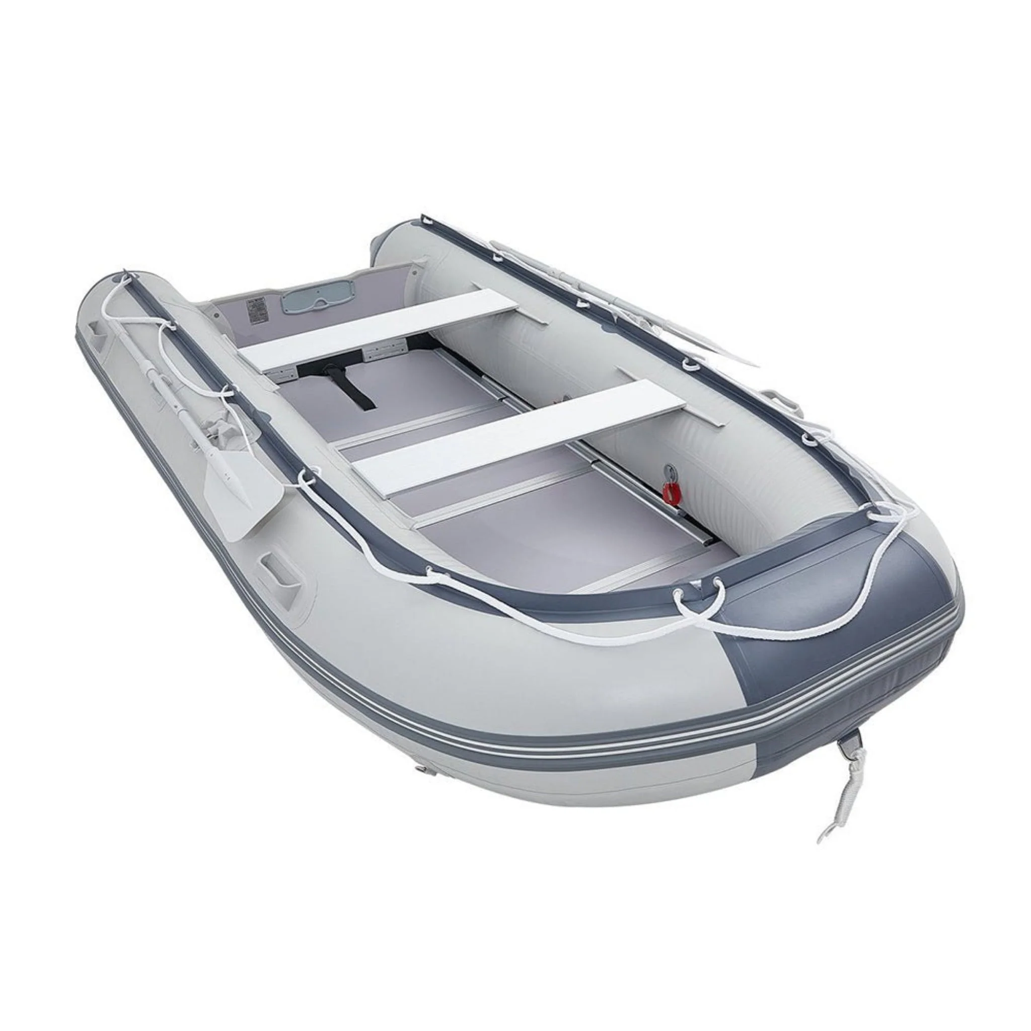 Inflatable 6-Person Emergency Dinghy Fishing Boat With Wood Floor And Aluminum Benches, 12FT - Image 8