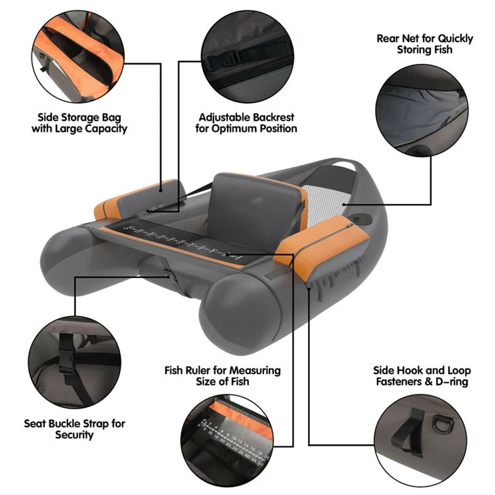 Inflatable Fishing Float Tube Boat With Pump & Fish Measure Ruler, 4.5FT (98736425) - Image 9