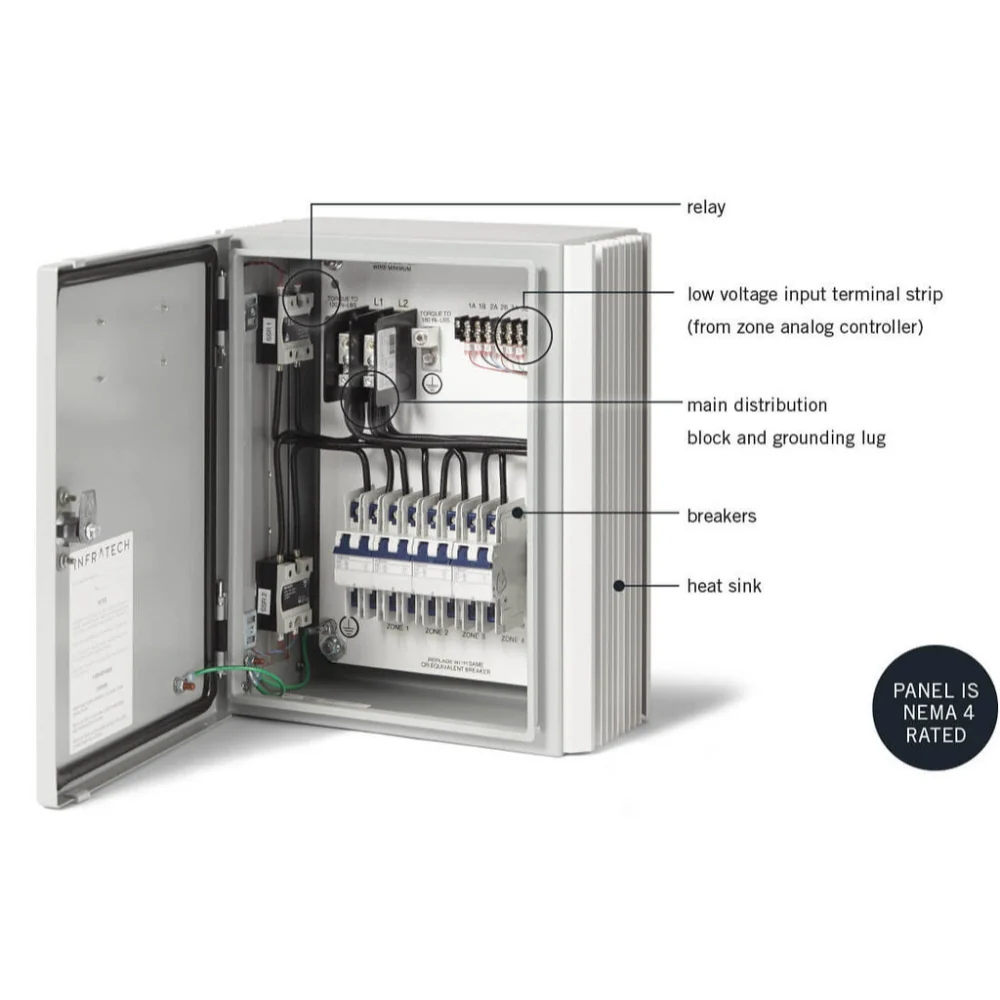 Infratech 30 4052 Solid State Control, 2 Relay Panel - 16 x 14 x 7 in. - Gray Steel Color - Image 4