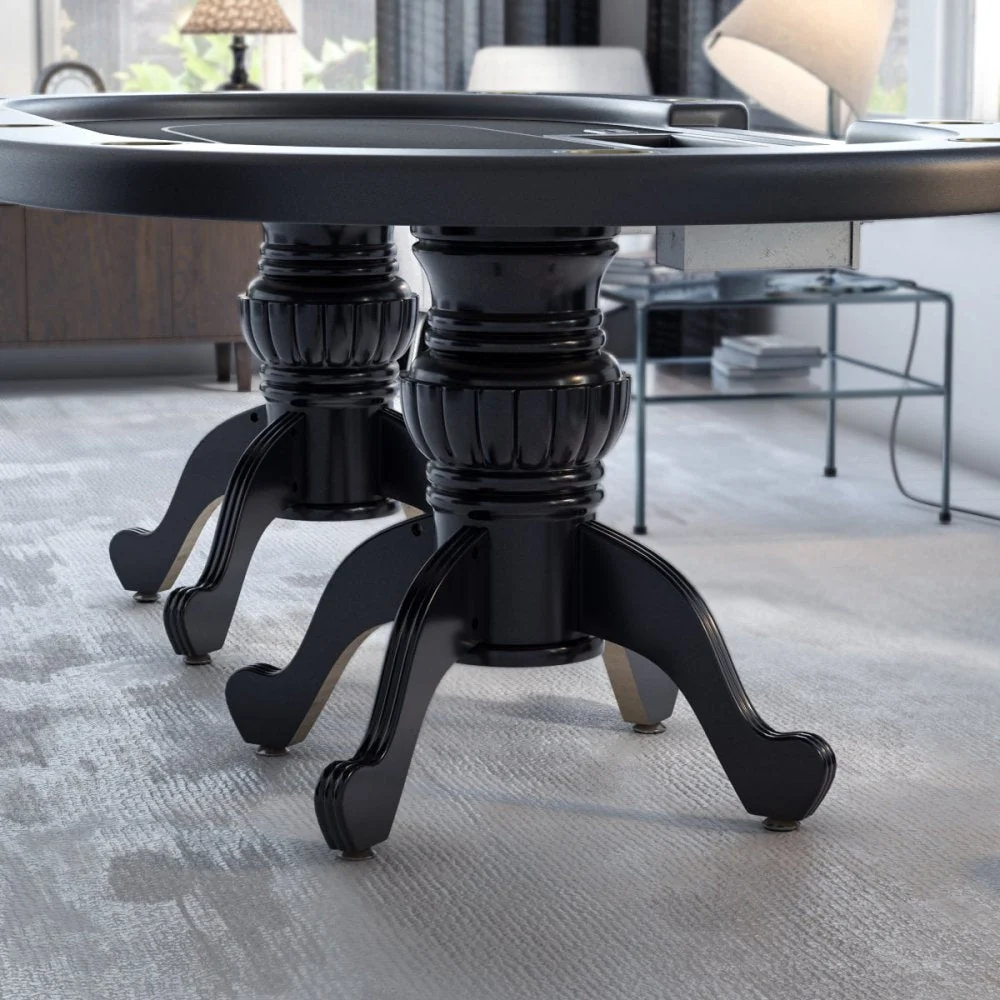 INO Premium Black Oval Poker Table With Curved Legs And DropBox, 96" (91724836) - Image 5