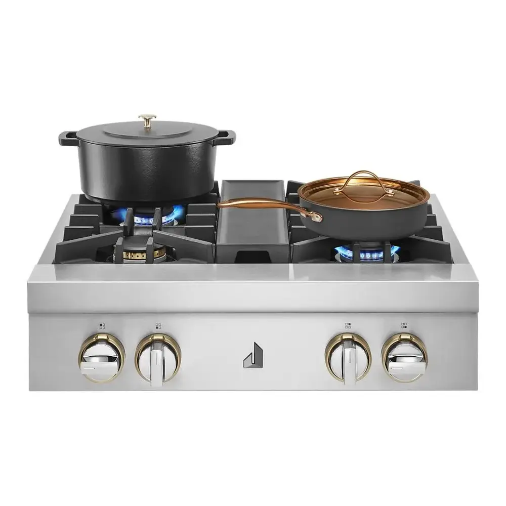 JennAir RISE 30 inch Gas Rangetop with 4 Sealed Burners, Cast Iron Grates, Halo-Effect Knobs, Electronic Ignition with Flame-Sensing Reignition, in Stainless Steel, JGCP430HL - Image 4