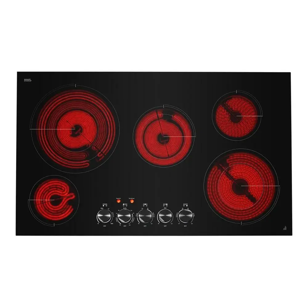 JennAir 36 inch Electric Radiant Cooktop with 5 Elements, Halo-Effect Knobs, Simmer Function, Melt Function, Hot Surface Indicators, ADA Compliant, JEC3536H* - Image 4