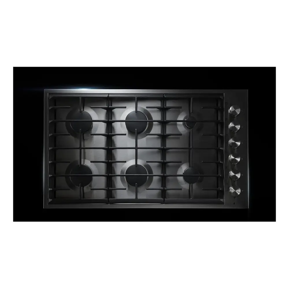 JennAir 36 inch Gas Cooktop with 6 Sealed Burners, 18,000 BTU Brass PowerBurner, and 6,000 BTU Brass Simmer Burner in Stainless Steel, JGC7636BS - Image 3