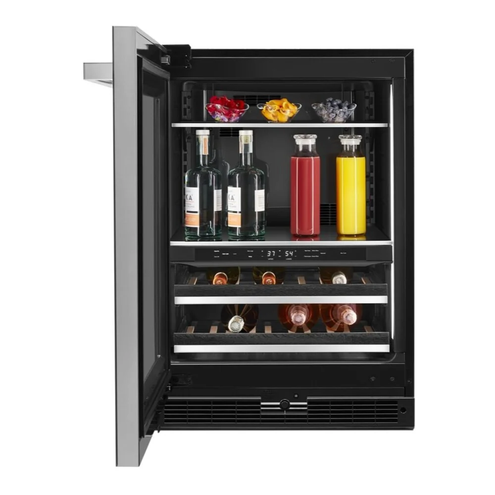JennAir NOIR 24 inch Under Counter Beverage Center with Dual Temperature Zones, UV-Resistant Thermal Glass, in Black JUBF*242HM - Image 3