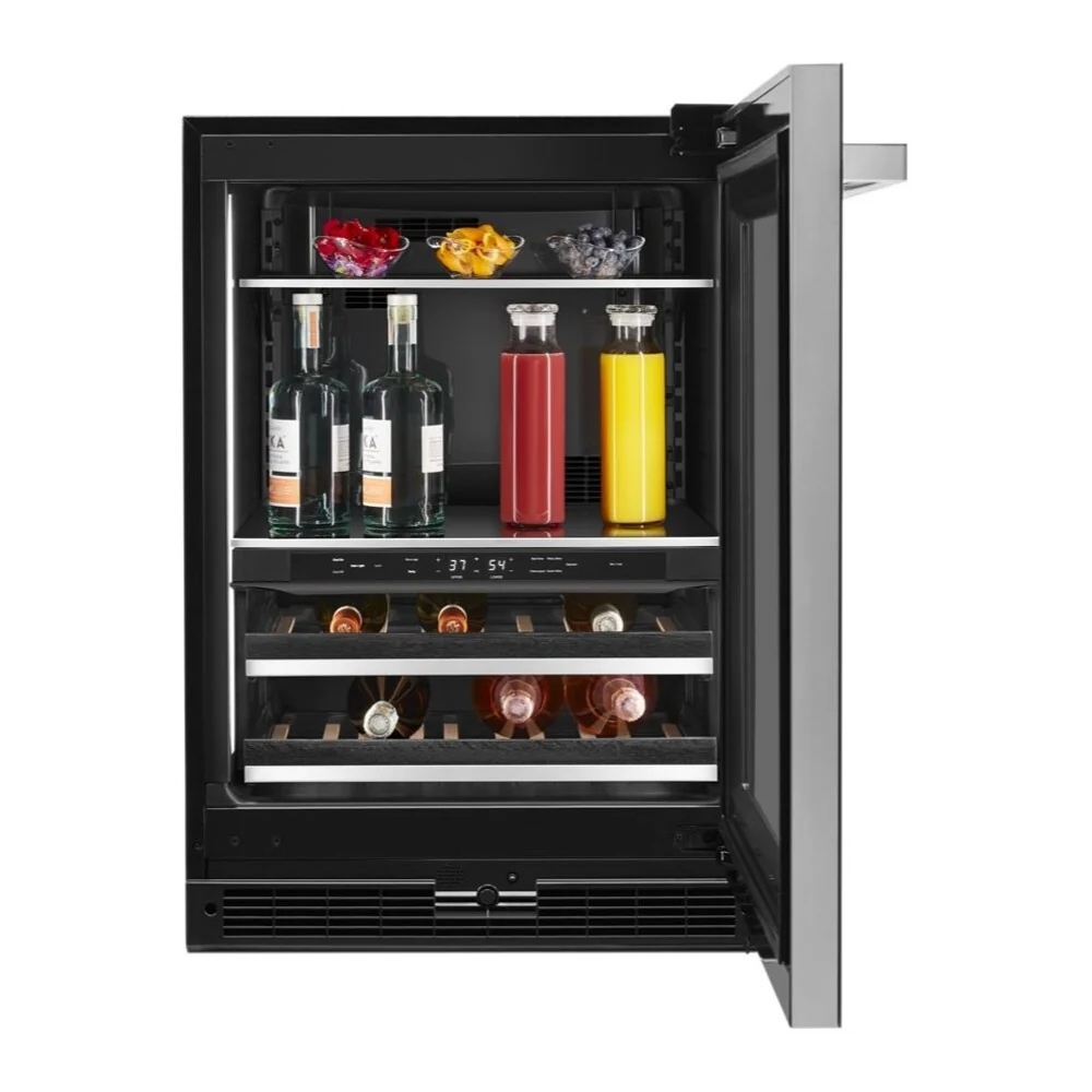 JennAir NOIR 24 inch Under Counter Beverage Center with Dual Temperature Zones, UV-Resistant Thermal Glass, in Black JUBF*242HM - Image 5