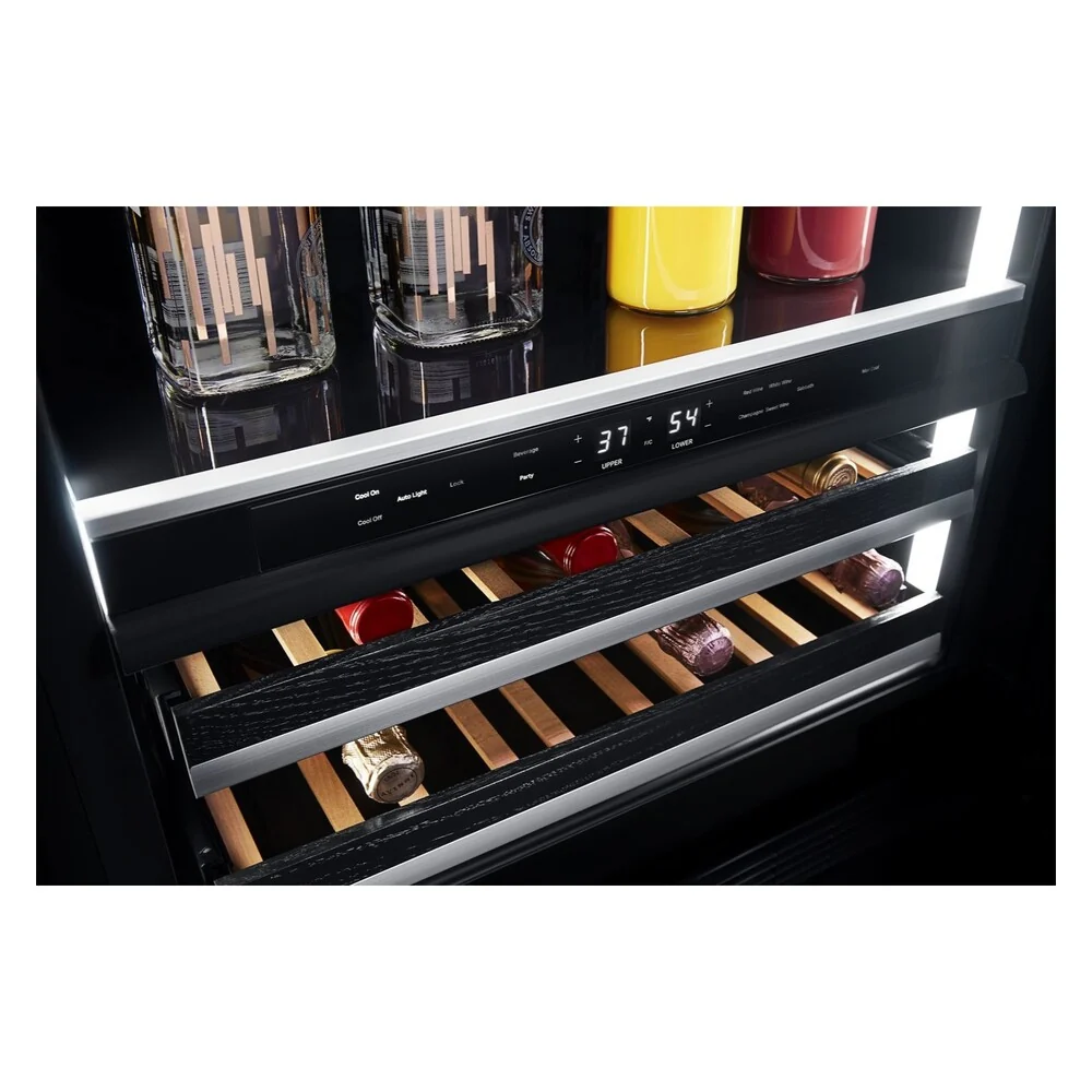 JennAir NOIR 24 inch Under Counter Beverage Center with Dual Temperature Zones, UV-Resistant Thermal Glass, in Black JUBF*242HM - Image 9
