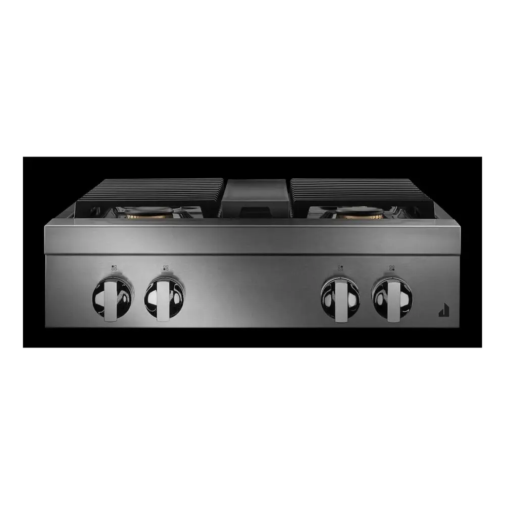 JennAir NOIR 30 inch Gas Rangetop with 4 Sealed Burners, Cast Iron Grates, Halo-Effect Knobs, Electronic Ignition with Flame-Sensing Reignition, in Stainless Steel, JGCP430HM - Image 3