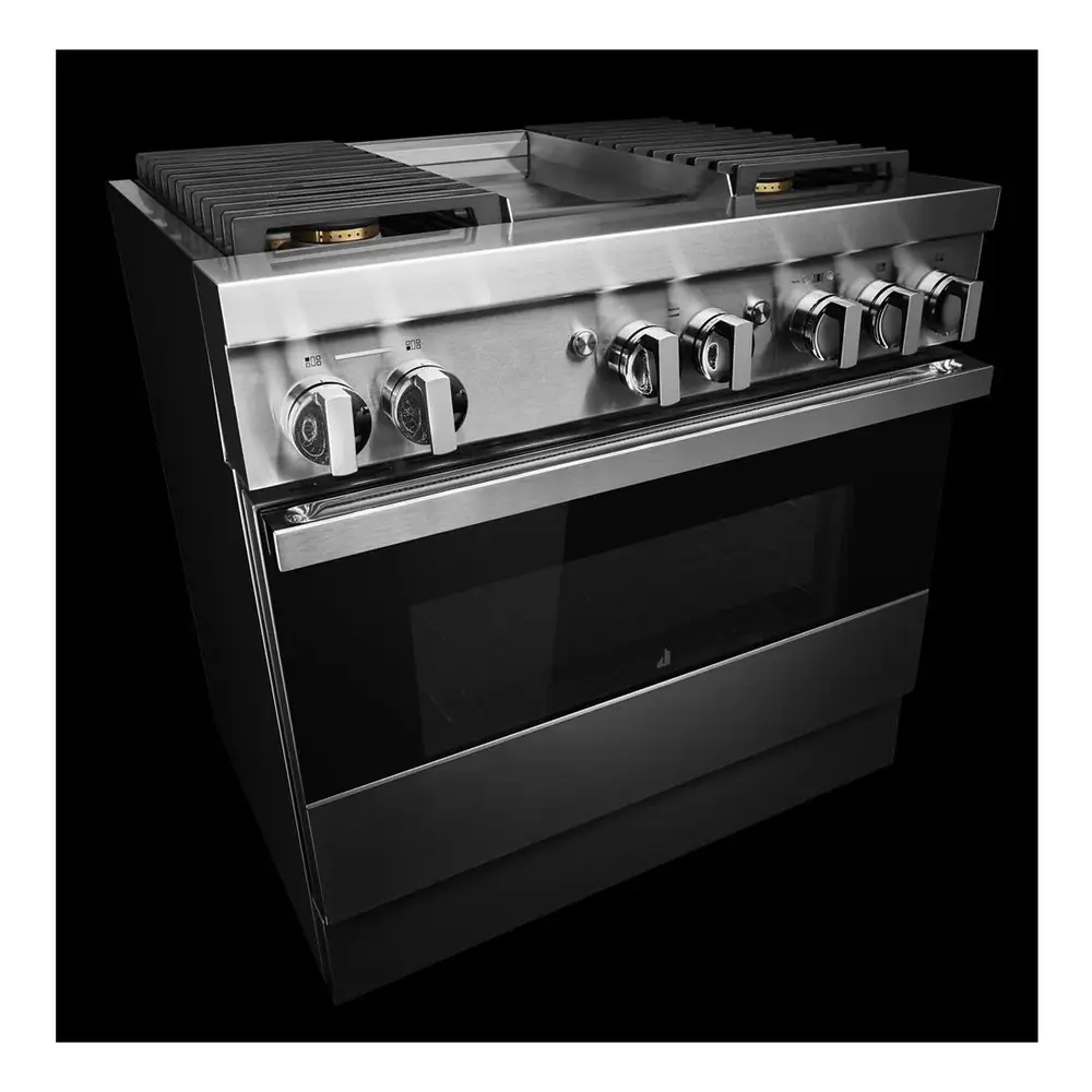 JennAir NOIR 36 inch Dual-Fuel Professional Range with 5.1 cu. ft. Oven Capacity, 4 Burners and Griddle, Remote Access, Cinematic Oven Lights, and Sabbath Mode in Stainless Steel, JDSP536HM - Image 7
