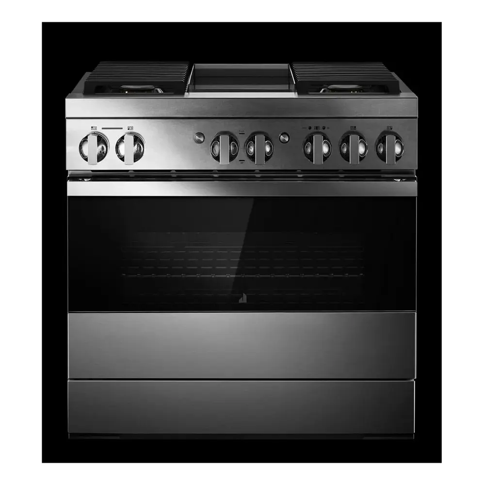 JennAir NOIR 36 inch Dual Fuel Professional Range with 5.1 cu. ft. Oven Capacity, 4 Burners and Griddle, Remote Access, Cinematic Oven Lights, in Stainless Steel, JDRP536HM - Image 3