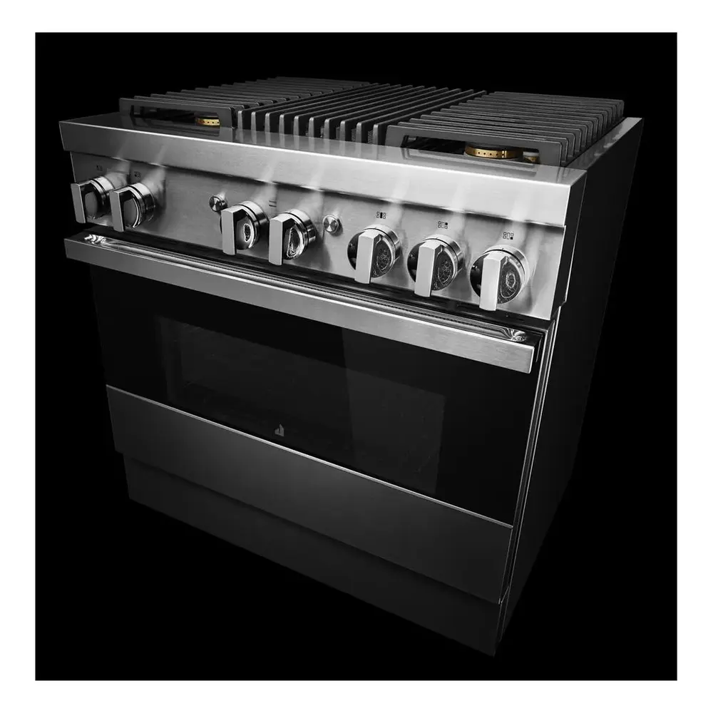 JennAir NOIR 36 inch Dual Fuel Professional Range with 5.1 cu. ft. Oven Capacity, 4 Burners, Grill, Remote Access, Glide Racks, Cast Iron Grates, Cinematic Oven Lighting, and Sabbath Mode in Stainless Steel, JDRP636HM - Image 7