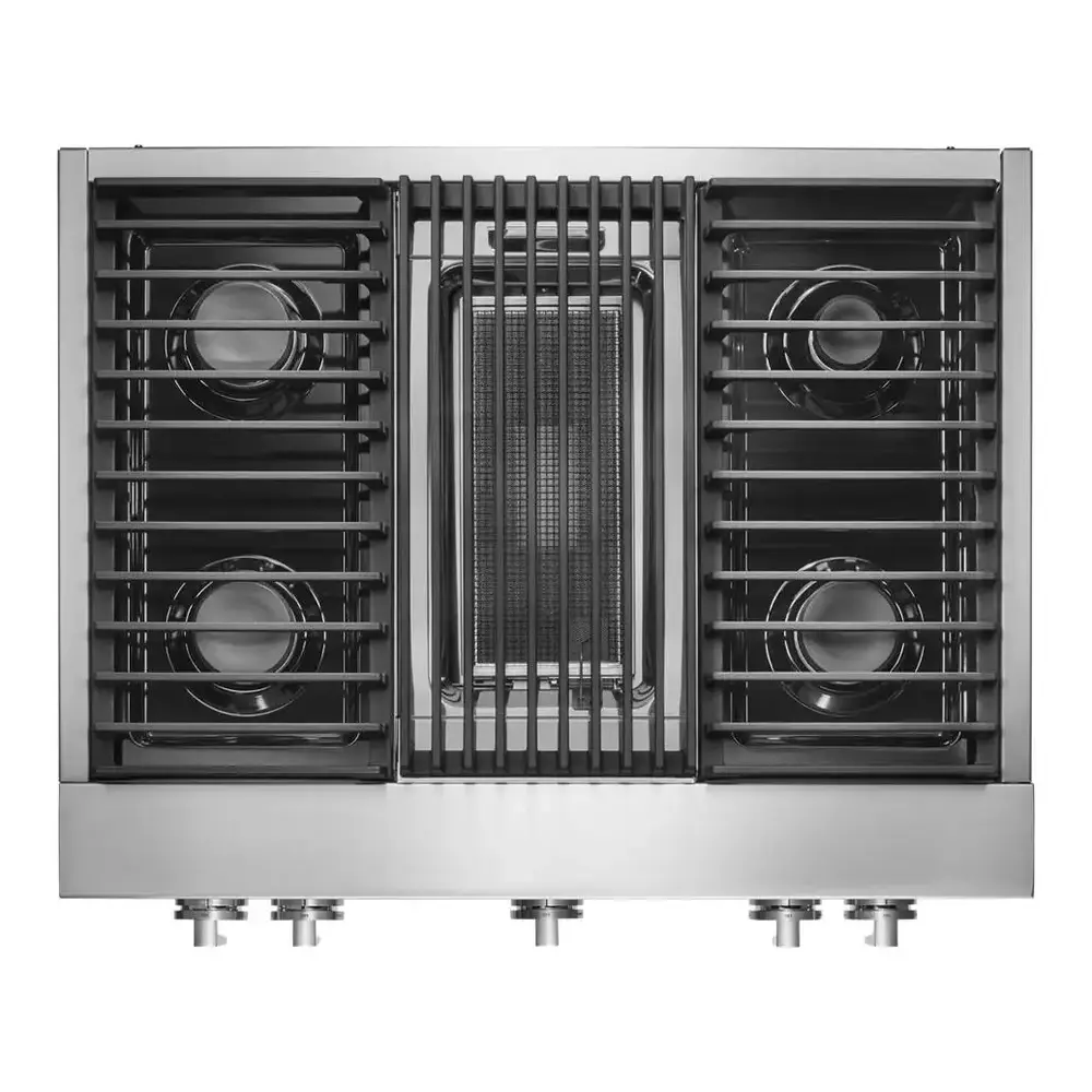 JennAir NOIR 36 inch Gas Rangetop with 4 Sealed Burners, Dishwasher safe Cast Iron Grates, Electronic Ignition Flame-Sensing Reignition, Grill, in Stainless Steel, JGCP636HM - Image 2