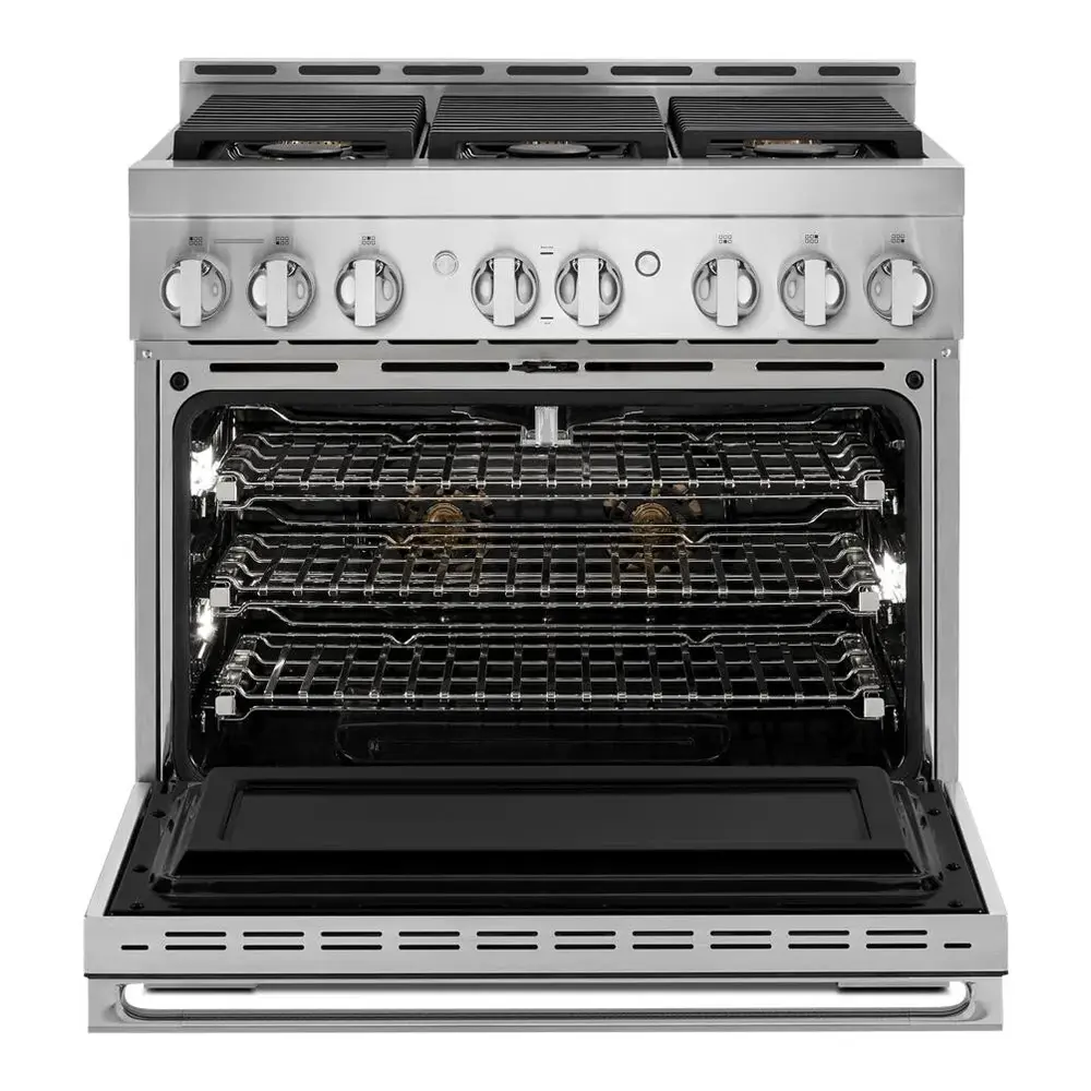 JennAir NOIR 36 inch Smart Gas Range with 6 Sealed Burners, 5.1 cu. ft. Oven Capacity, Cast Iron Grates, CustomClean with Automatic Lock, in Stainless Steel, JGRP436HM - Image 2