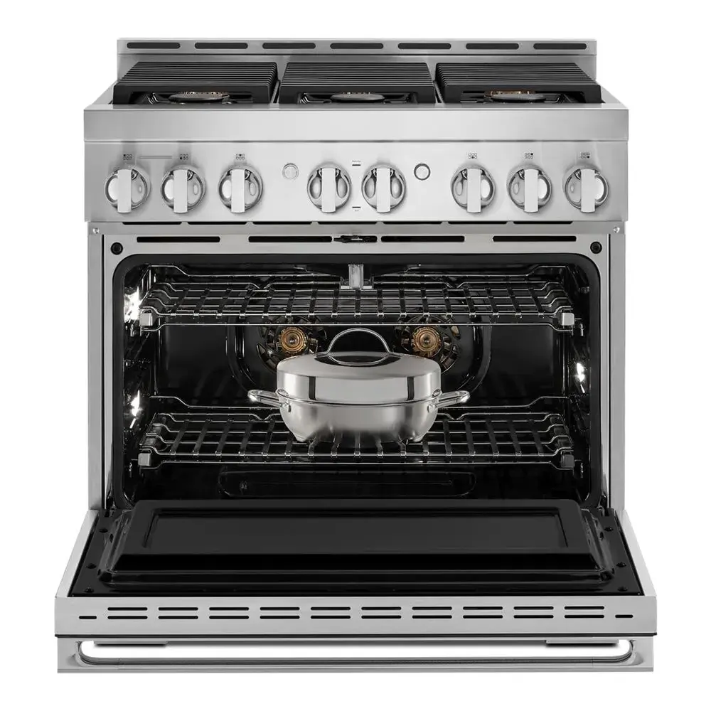 JennAir NOIR 36 inch Smart Gas Range with 6 Sealed Burners, 5.1 cu. ft. Oven Capacity, Cast Iron Grates, CustomClean with Automatic Lock, in Stainless Steel, JGRP436HM - Image 3