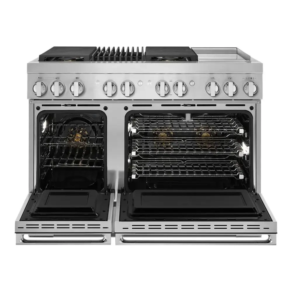 JennAir NOIR 48 inch Dual Fuel Professional Range with 4 Sealed Burners, Griddle, Grill, 6.3 cu. ft. Total Oven Capacity, Dual-Fan True Convection, in Stainless Steel, JDRP748HM - Image 2