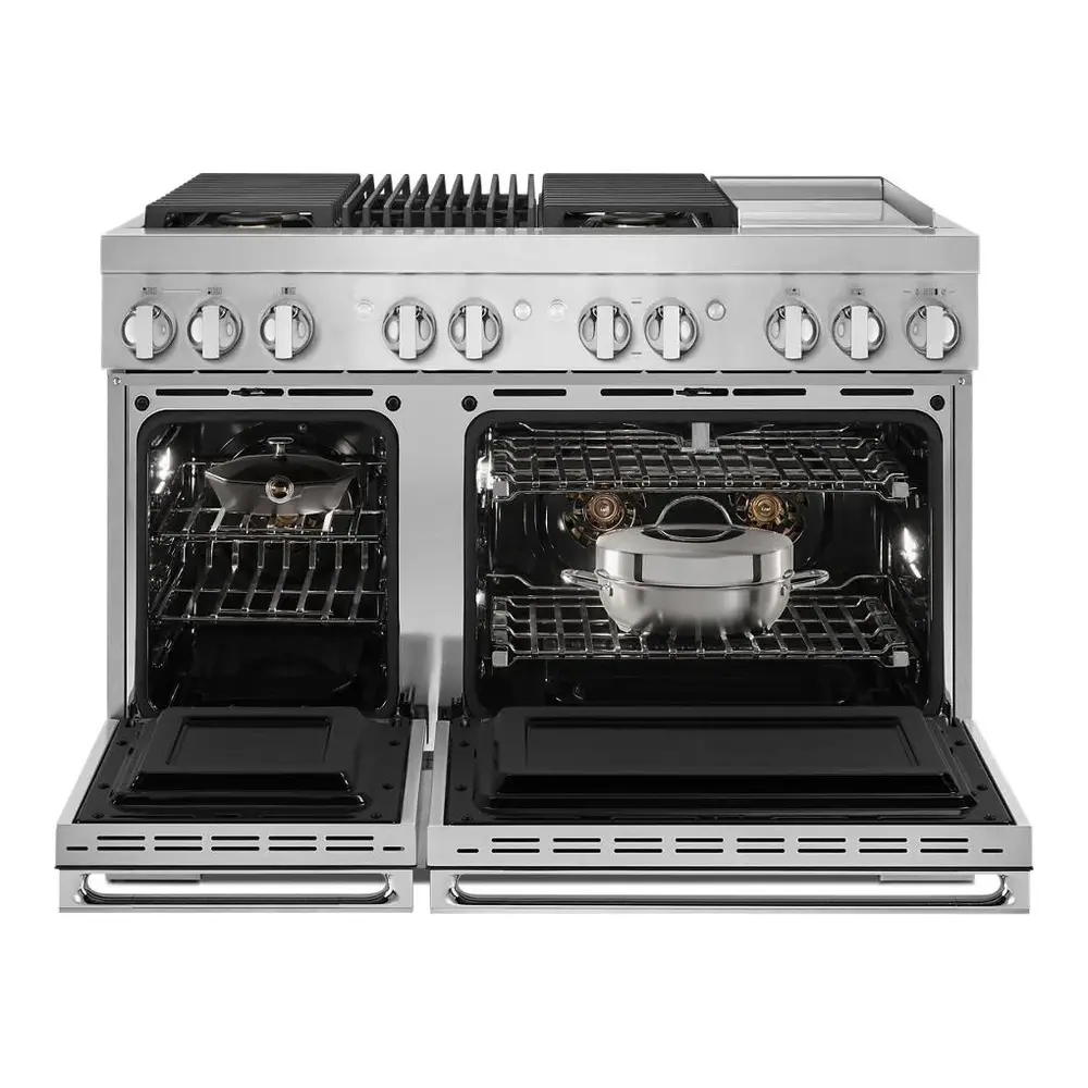 JennAir NOIR 48 inch Dual Fuel Professional Range with 4 Sealed Burners, Griddle, Grill, 6.3 cu. ft. Total Oven Capacity, Dual-Fan True Convection, in Stainless Steel, JDRP748HM - Image 3