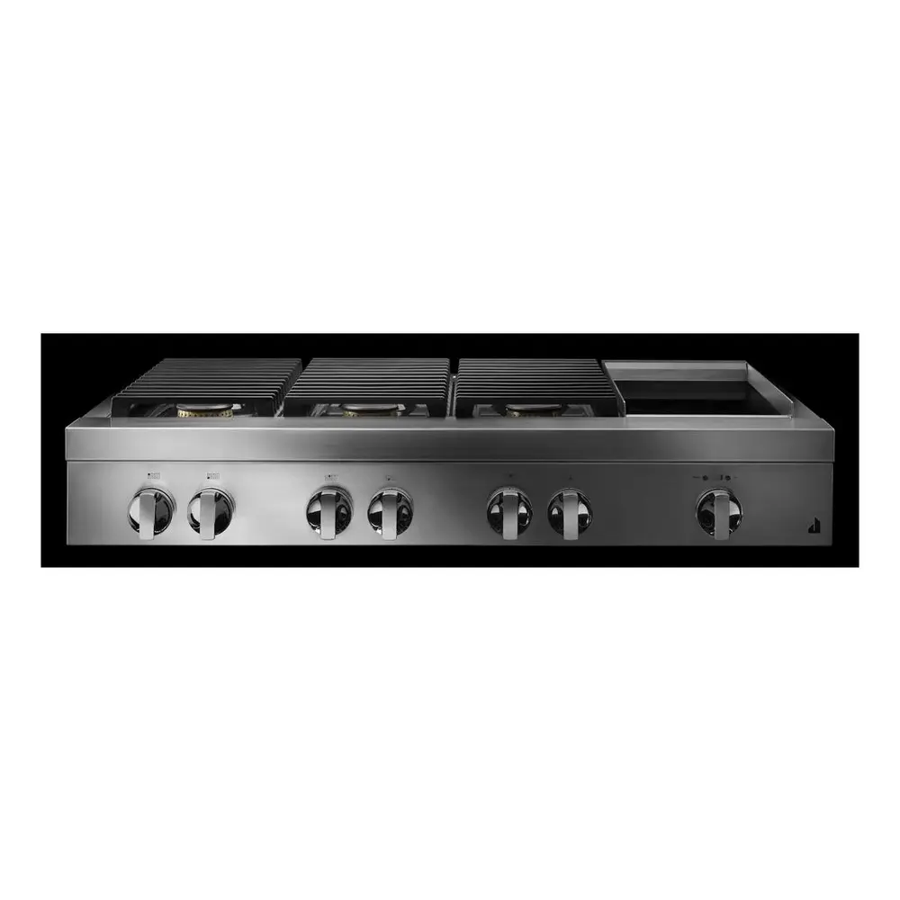 JennAir NOIR 48 inch Gas Rangetop with 6 Sealed Burners, Cast Iron Grates, Electronic Ignition with Flame-Sensing Reignition and Chrome Infused Griddle in Stainless Steel, JGCP548HM - Image 3