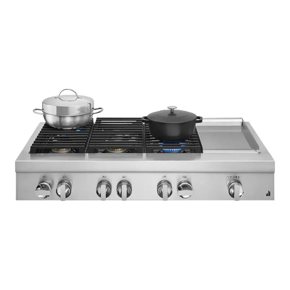 JennAir NOIR 48 inch Gas Rangetop with 6 Sealed Burners, Cast Iron Grates, Electronic Ignition with Flame-Sensing Reignition and Chrome Infused Griddle in Stainless Steel, JGCP548HM - Image 4